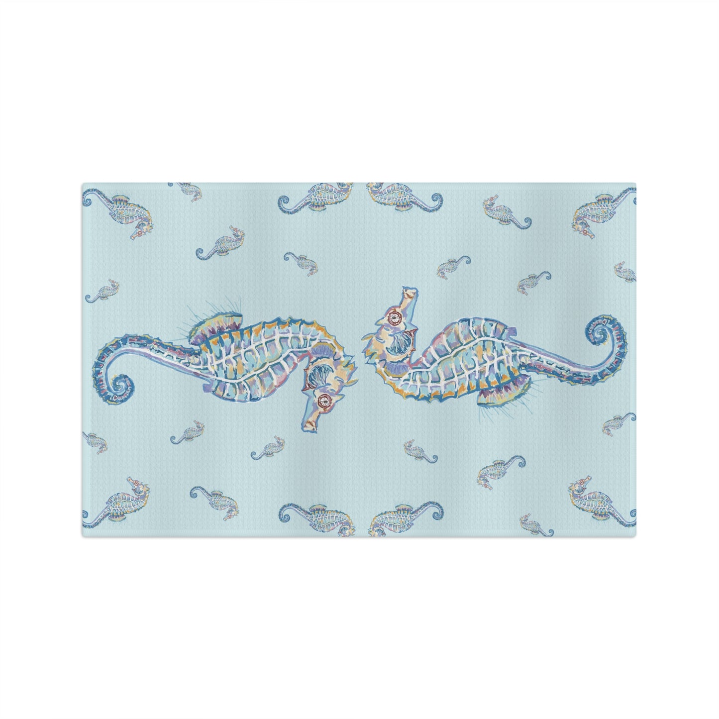 Seahorse Microfiber Waffle Towel - Nautical Kitchen Decor