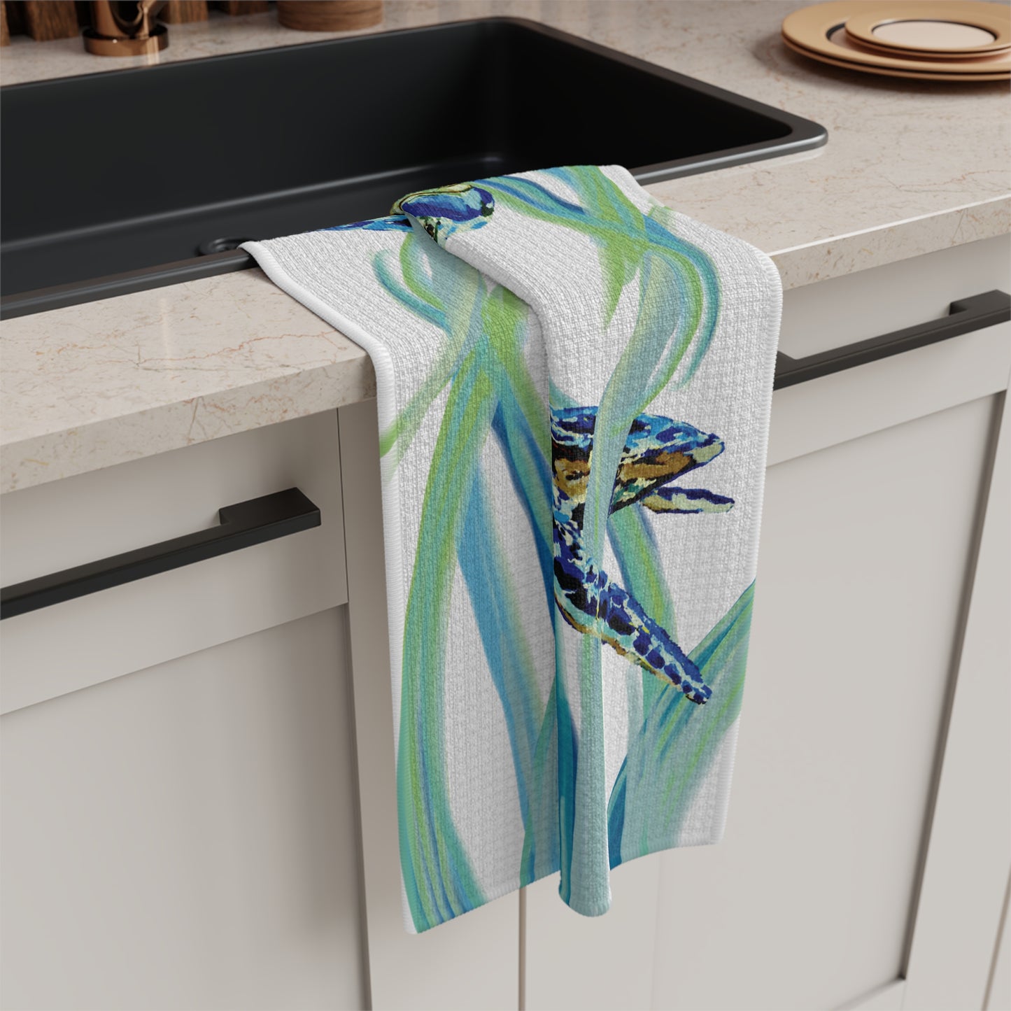 Colorful Turtle Microfiber Waffle Towel