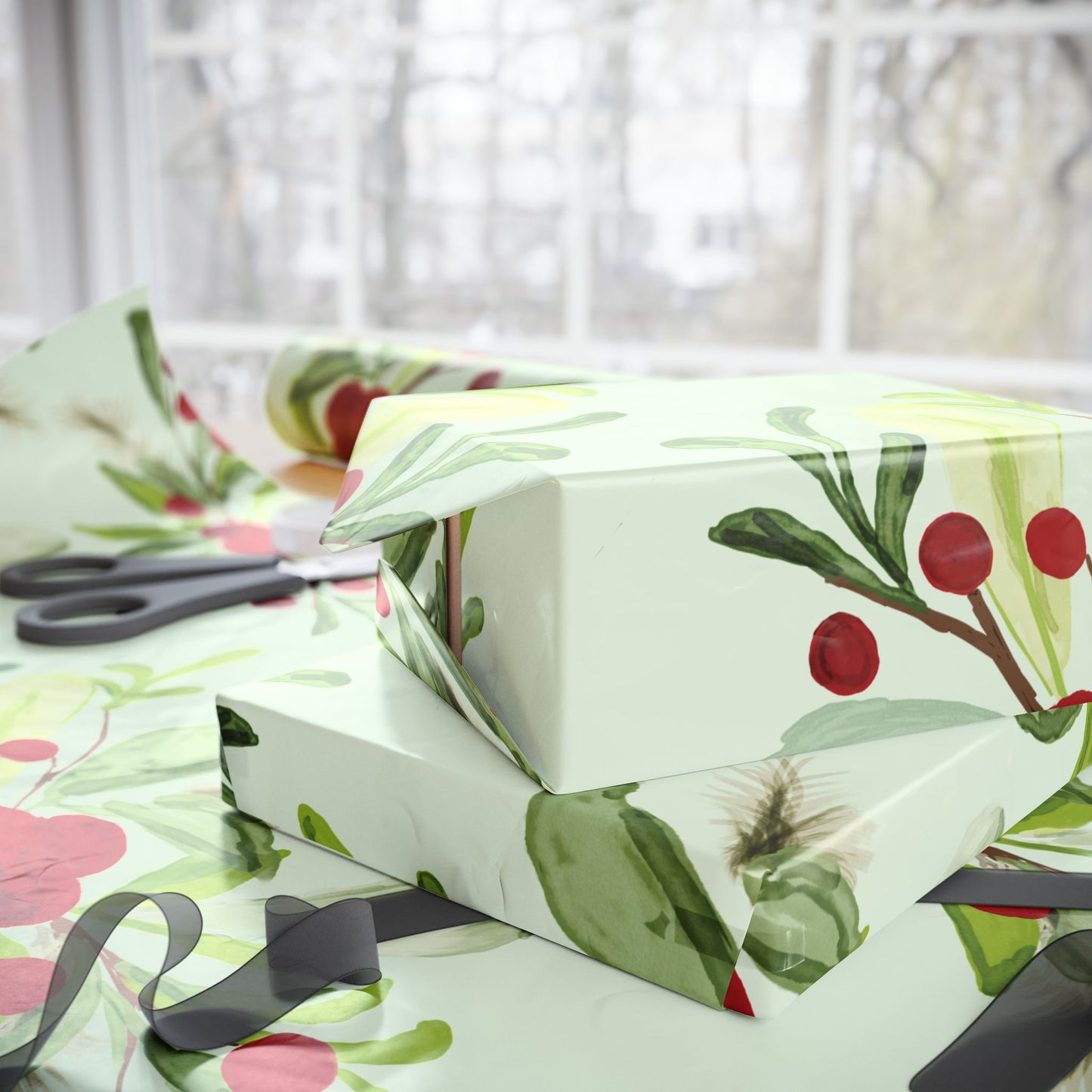 Holly Holiday Wrapping Paper - Eco-Friendly