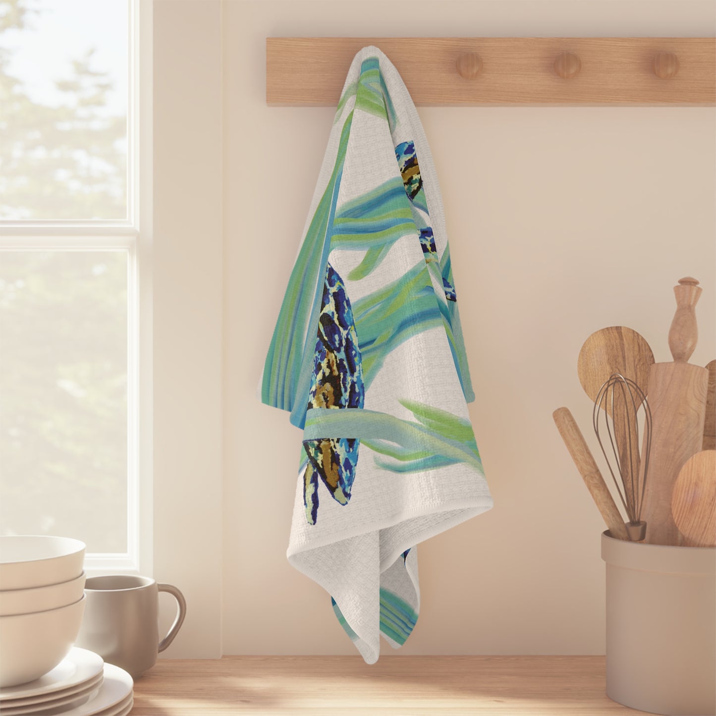 Colorful Turtle Microfiber Waffle Towel