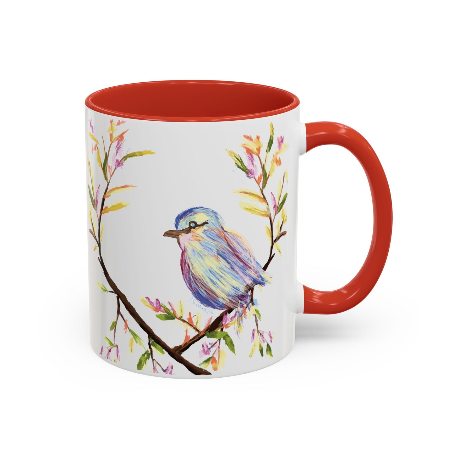 Watercolor Bird Two Tone Coffee Mug (11oz & 15oz)