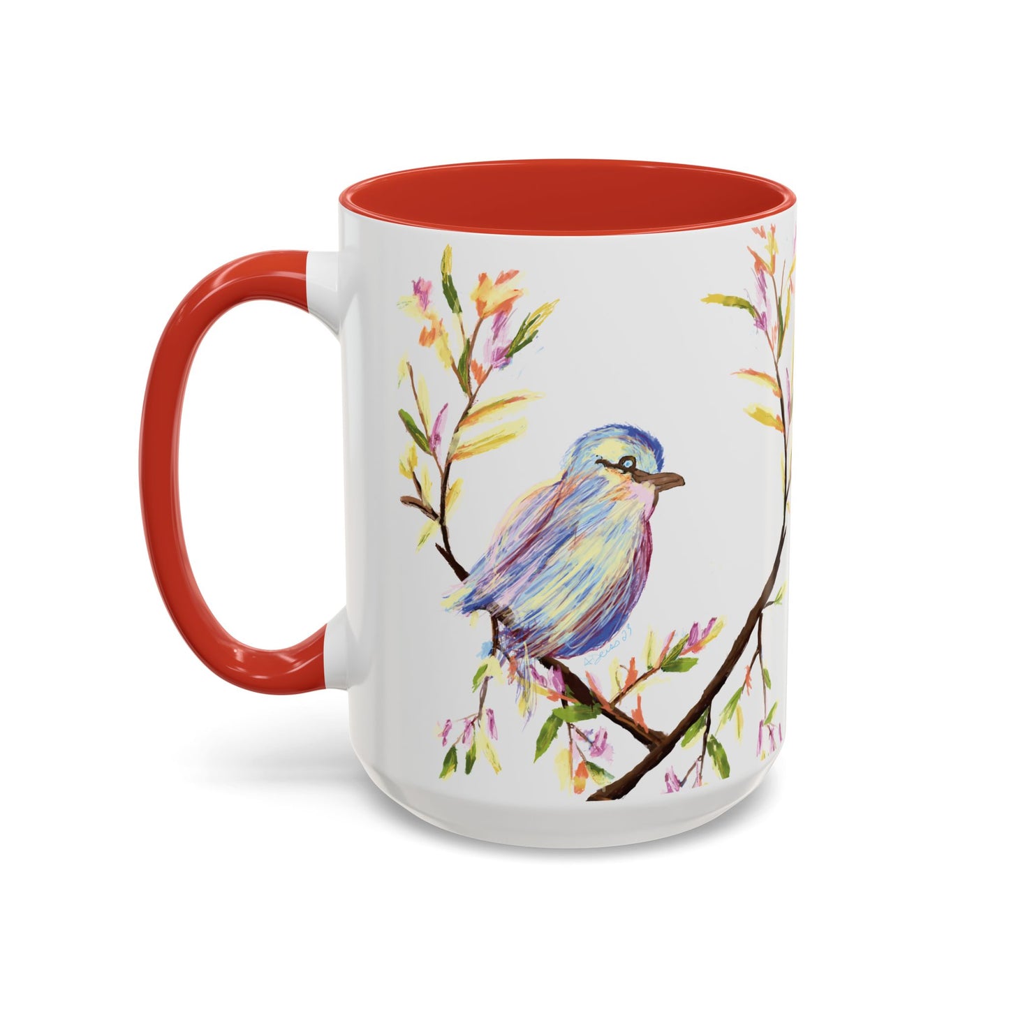 Watercolor Bird Two Tone Coffee Mug (11oz & 15oz)
