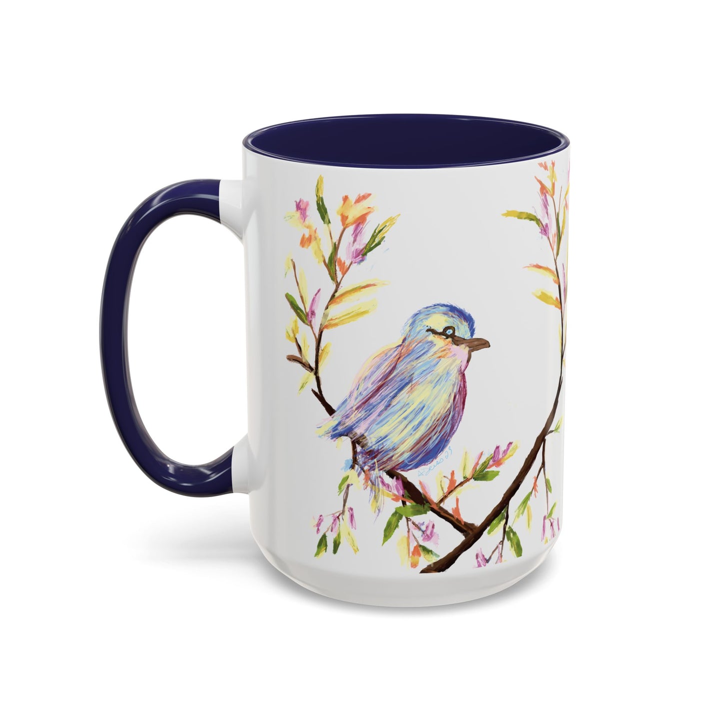 Watercolor Bird Two Tone Coffee Mug (11oz & 15oz)