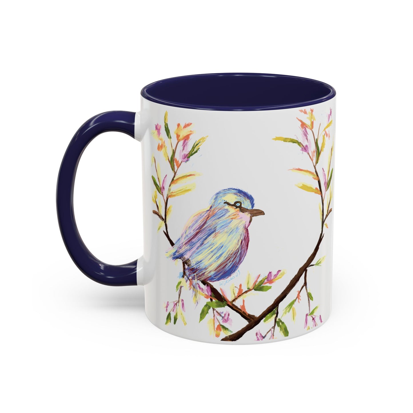 Watercolor Bird Two Tone Coffee Mug (11oz & 15oz)