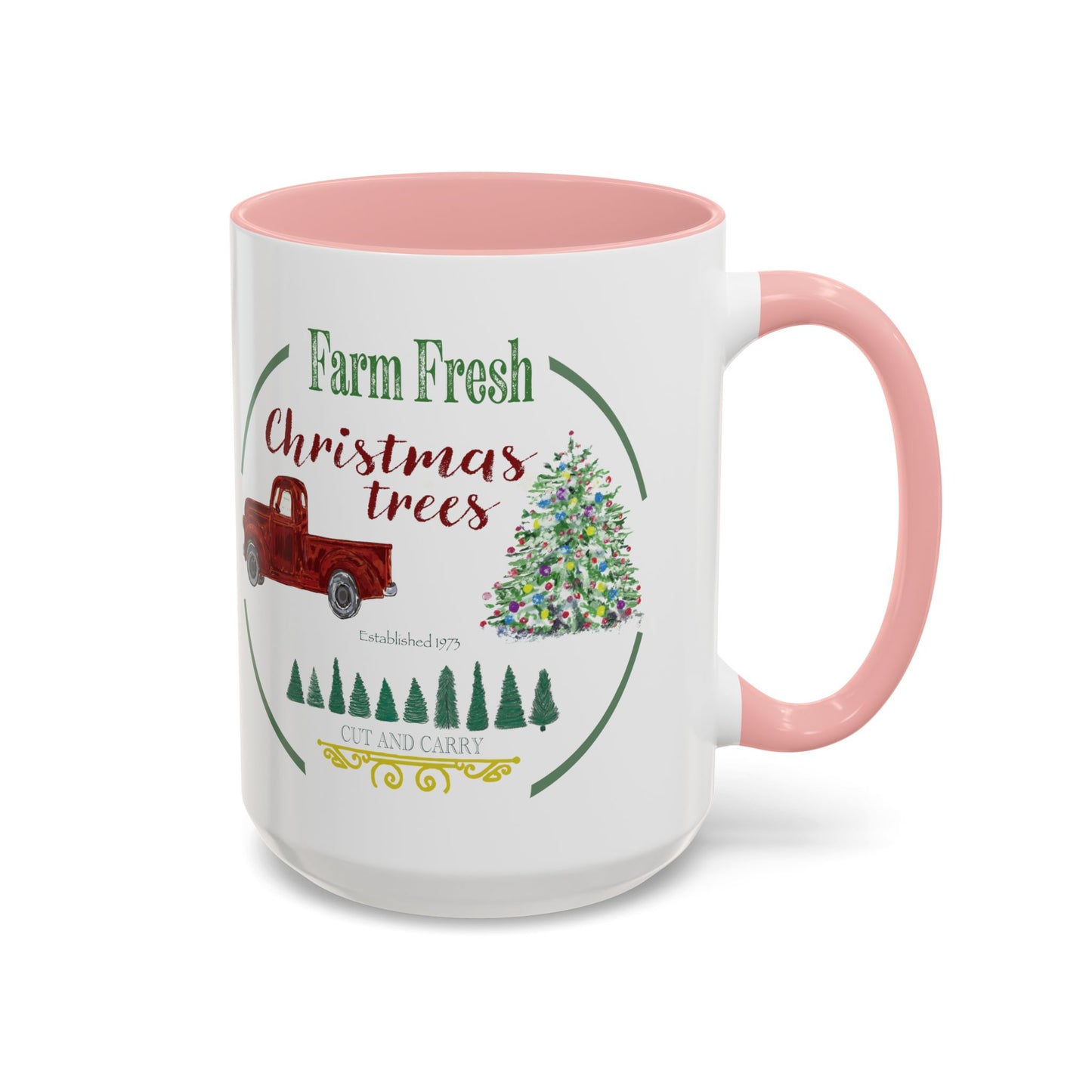 Christmas Tree Farm Two Tone Accent Coffee Mug - 15 oz