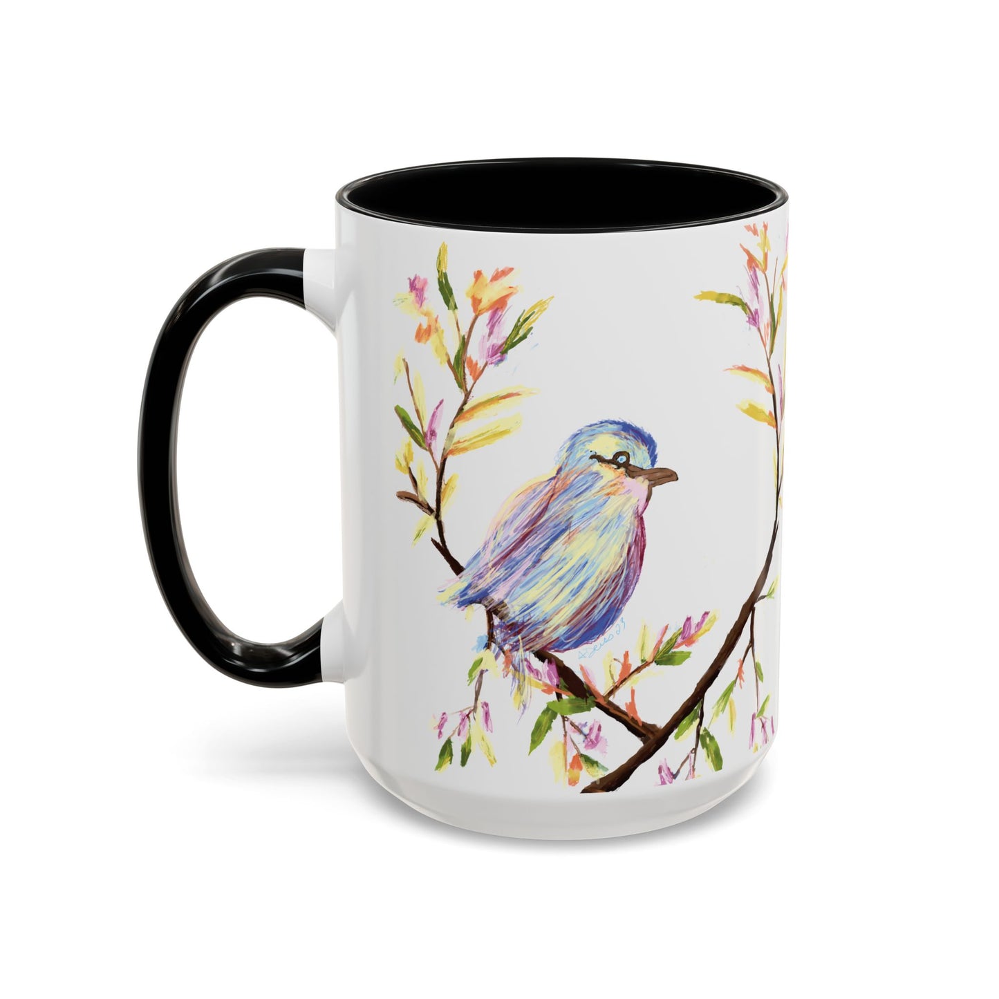 Watercolor Bird Two Tone Coffee Mug (11oz & 15oz)