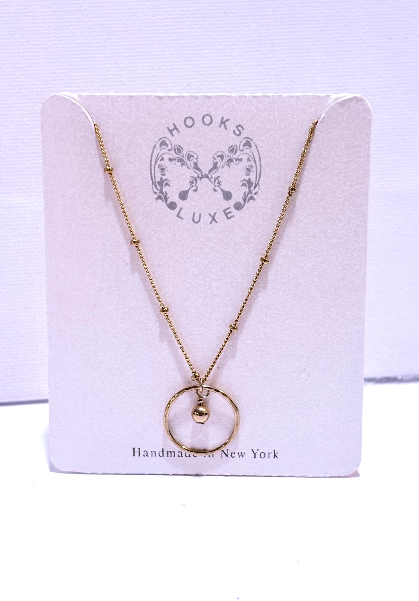 Hammered Circle Charm Necklace -Hooks and Luxe