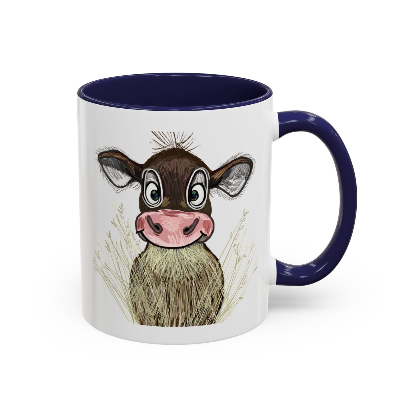 Adorable Farmhouse Cow Two Tone Ceramic Mug - 11 oz & 15 oz - Blue Cava
