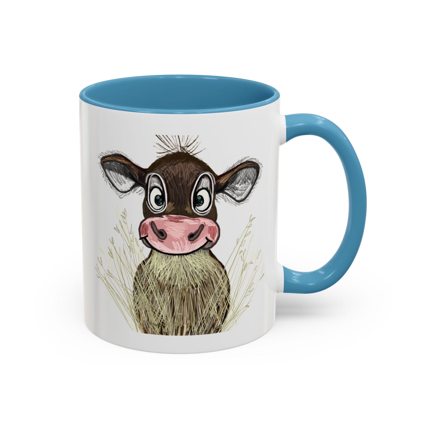 Adorable Farmhouse Cow Two Tone Ceramic Mug - 11 oz & 15 oz - Blue Cava