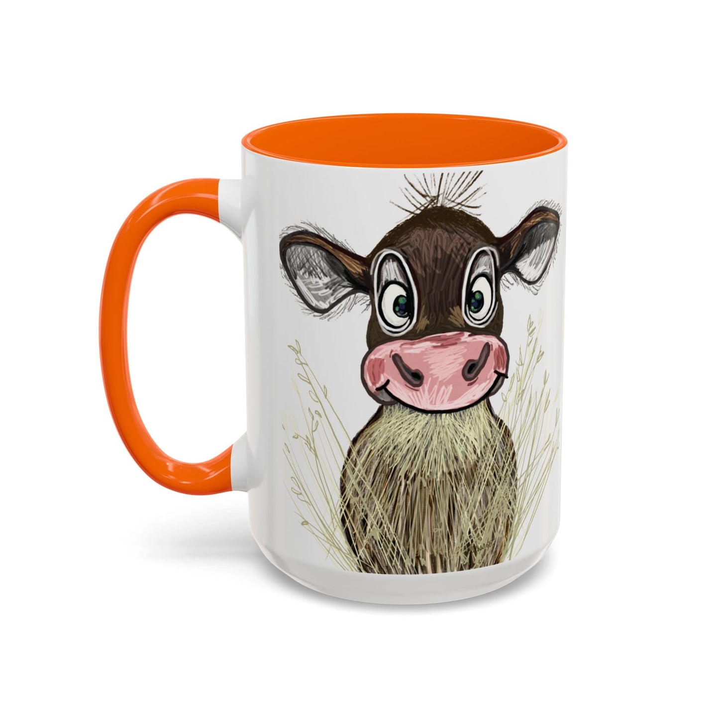 Adorable Farmhouse Cow Two Tone Ceramic Mug - 11 oz & 15 oz - Blue Cava
