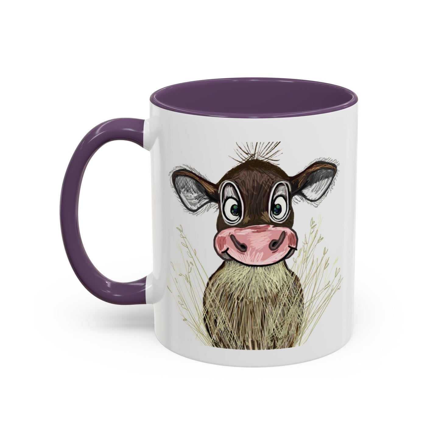 Adorable Farmhouse Cow Two Tone Ceramic Mug - 11 oz & 15 oz - Blue Cava