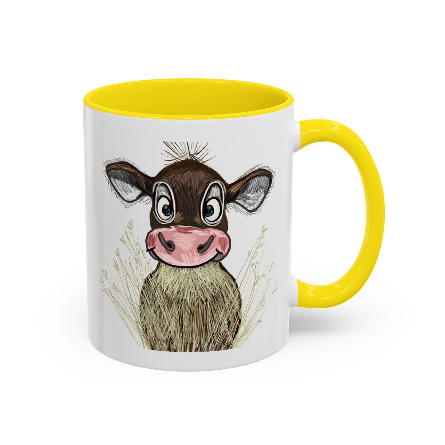 Adorable Farmhouse Cow Two Tone Ceramic Mug - 11 oz & 15 oz - Blue Cava