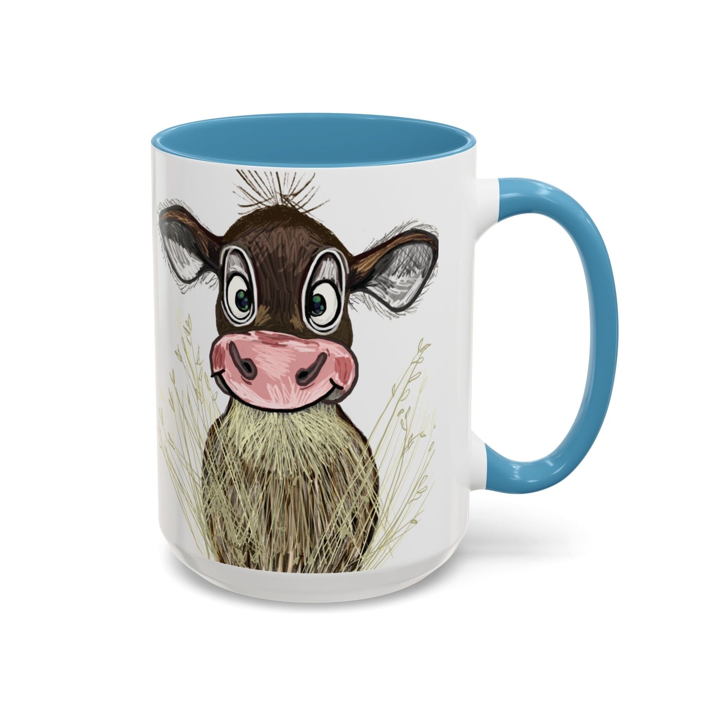 Adorable Farmhouse Cow Two Tone Ceramic Mug - 11 oz & 15 oz - Blue Cava