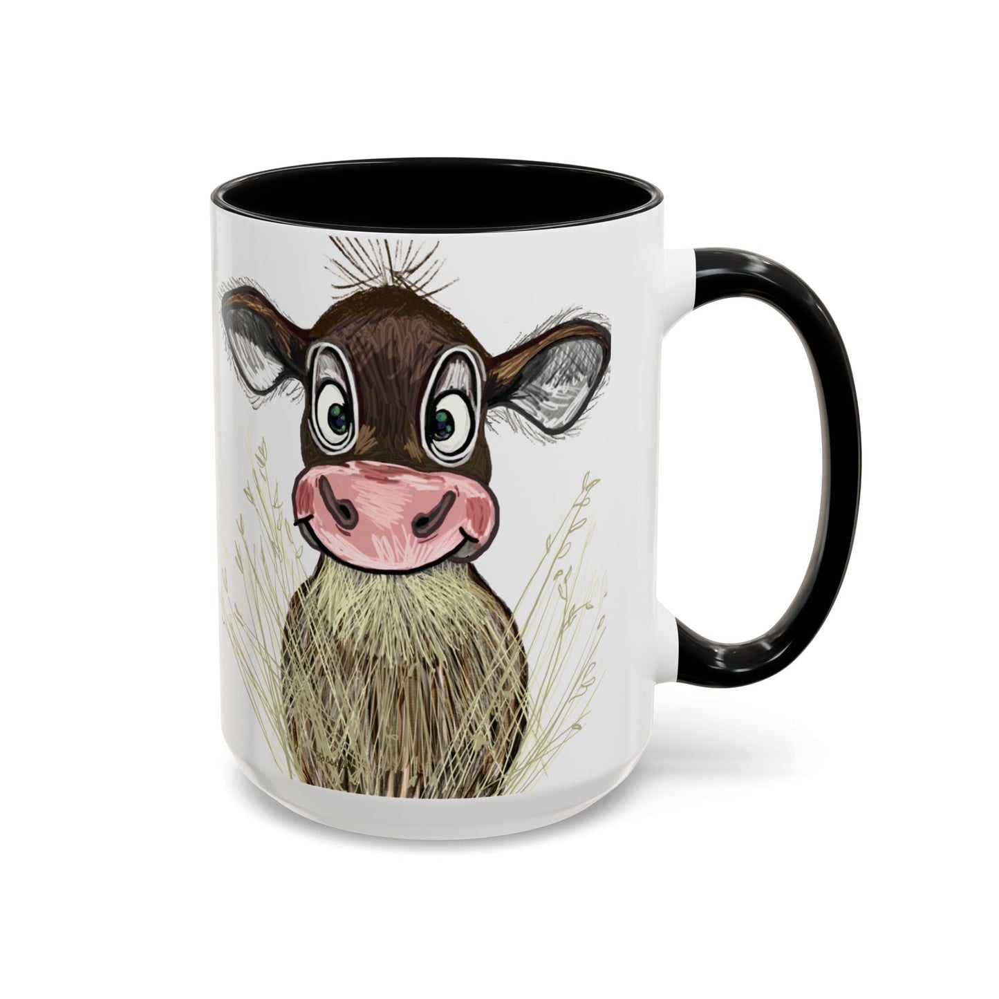 Adorable Farmhouse Cow Two Tone Ceramic Mug - 11 oz & 15 oz - Blue Cava