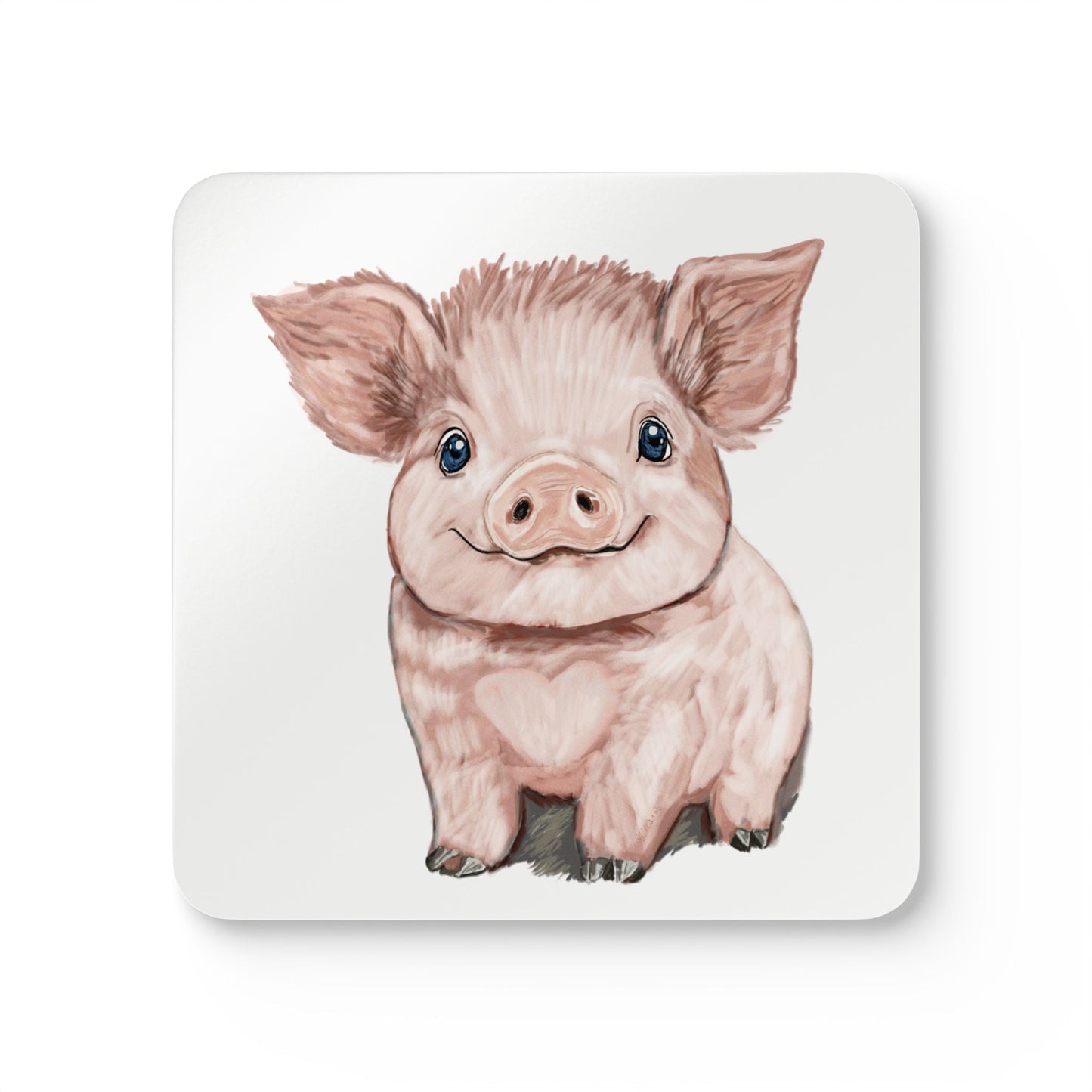Adorable Pig Corkwood Coaster Set | Farmhouse Decor - Blue Cava