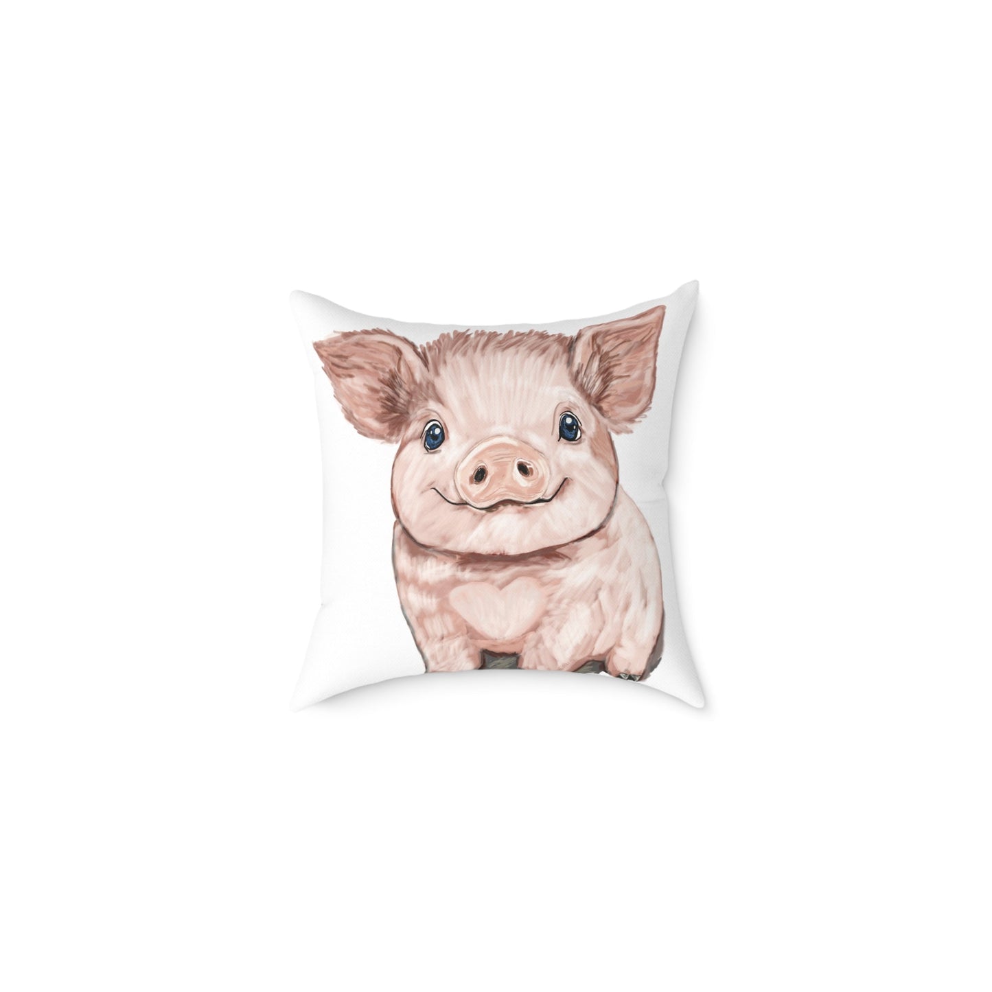 Adorable Piglet Square Pillow, Farmhouse Decor - 16”, 18”, 20” 24” & 26” - Blue Cava