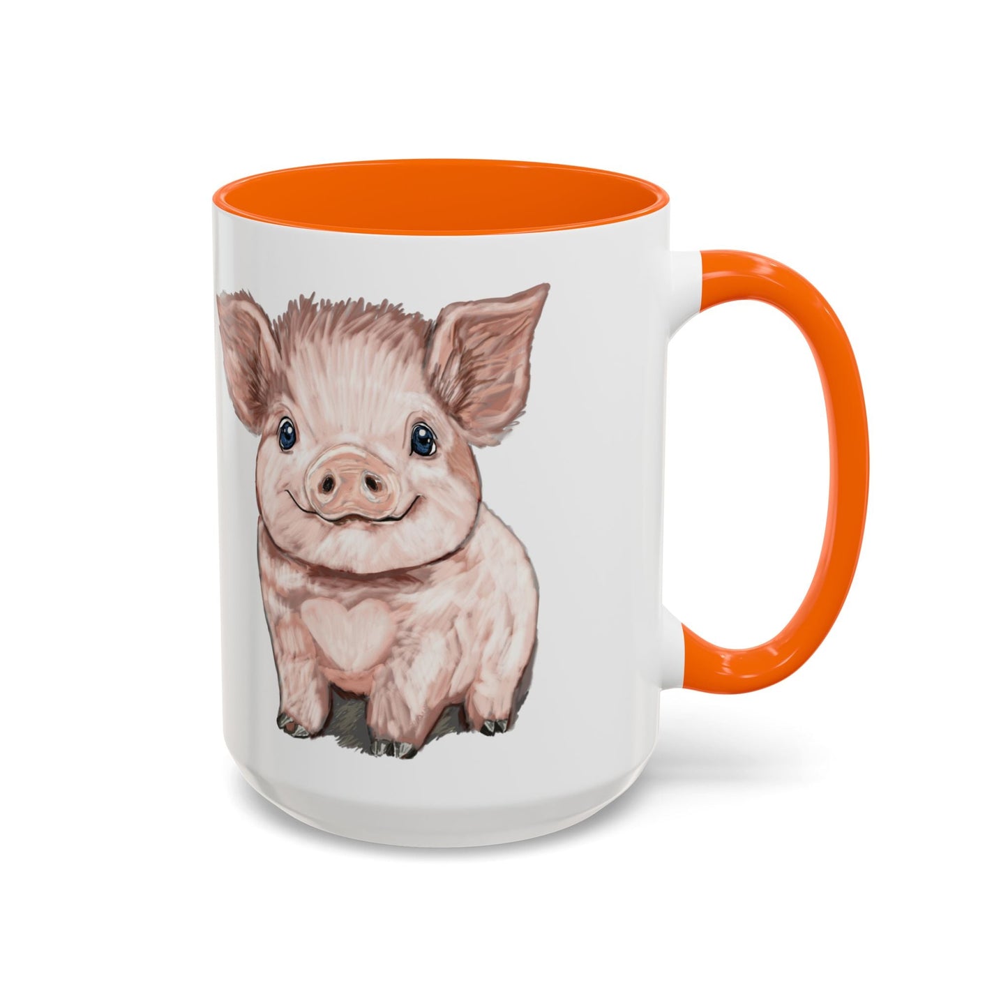 Adorable Piglet Two Tone Ceramic Mug - 11 oz & 15 oz - Blue Cava