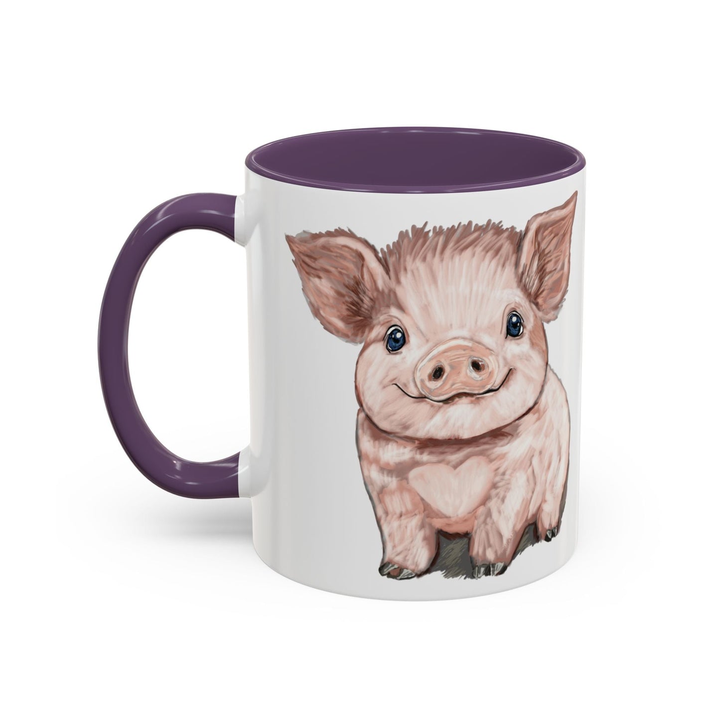 Adorable Piglet Two Tone Ceramic Mug - 11 oz & 15 oz - Blue Cava
