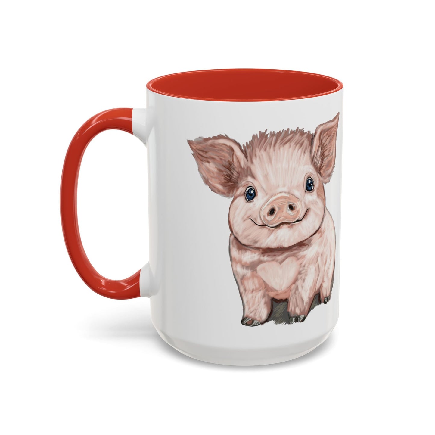 Adorable Piglet Two Tone Ceramic Mug - 11 oz & 15 oz - Blue Cava