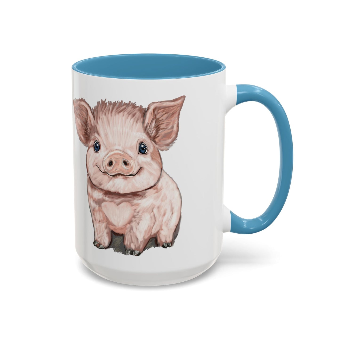 Adorable Piglet Two Tone Ceramic Mug - 11 oz & 15 oz - Blue Cava