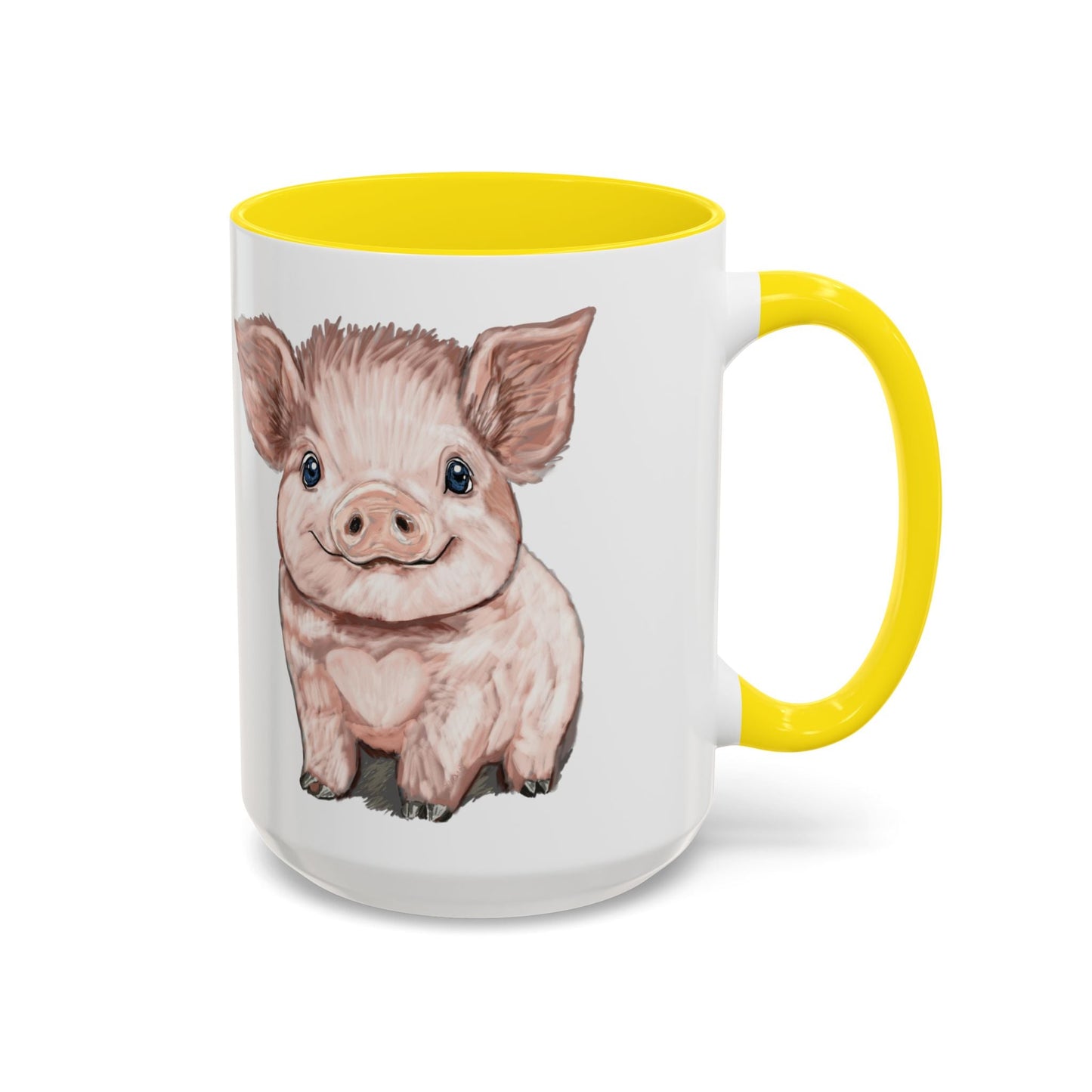 Adorable Piglet Two Tone Ceramic Mug - 11 oz & 15 oz - Blue Cava
