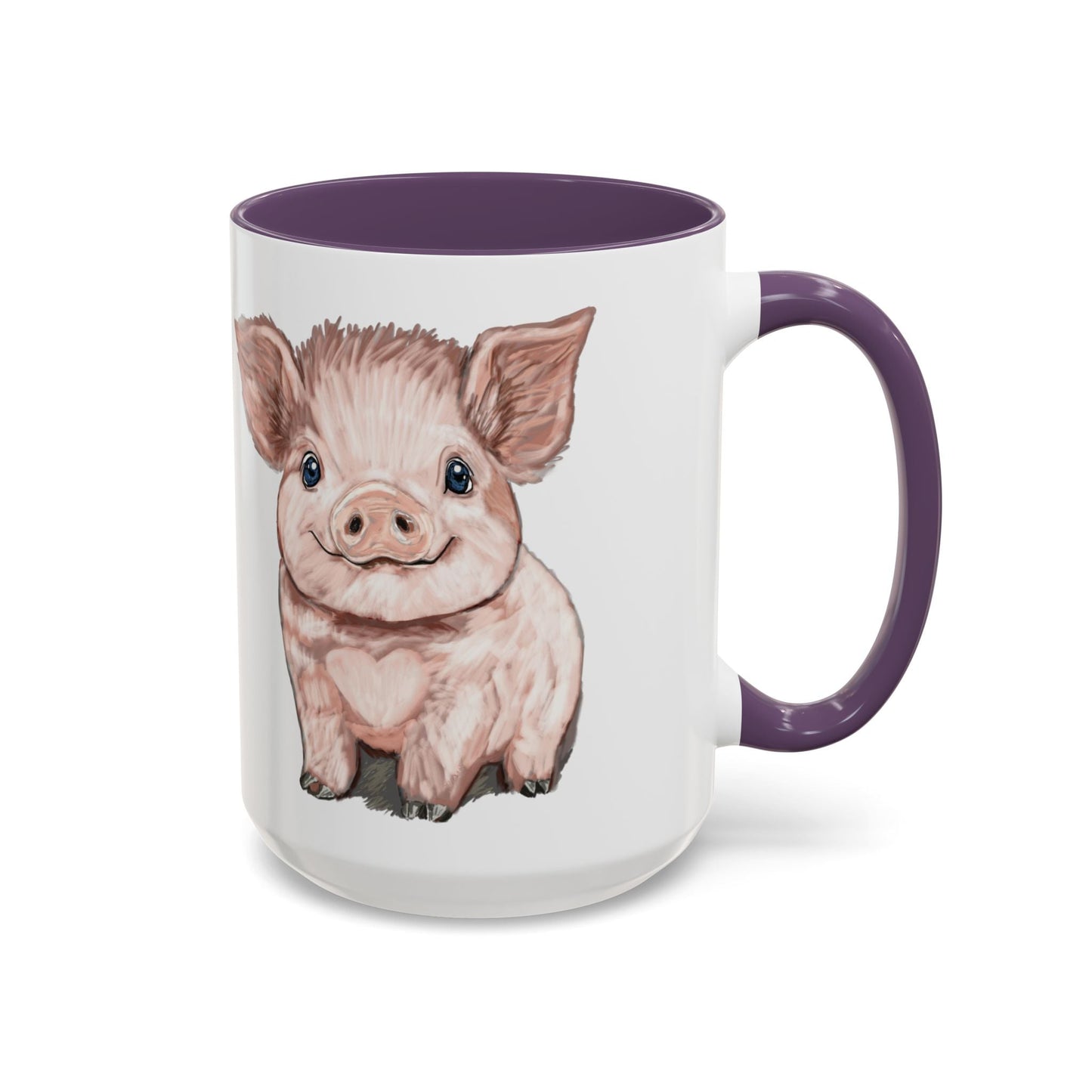 Adorable Piglet Two Tone Ceramic Mug - 11 oz & 15 oz - Blue Cava