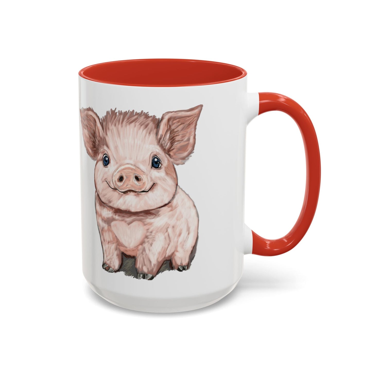 Adorable Piglet Two Tone Ceramic Mug - 11 oz & 15 oz - Blue Cava