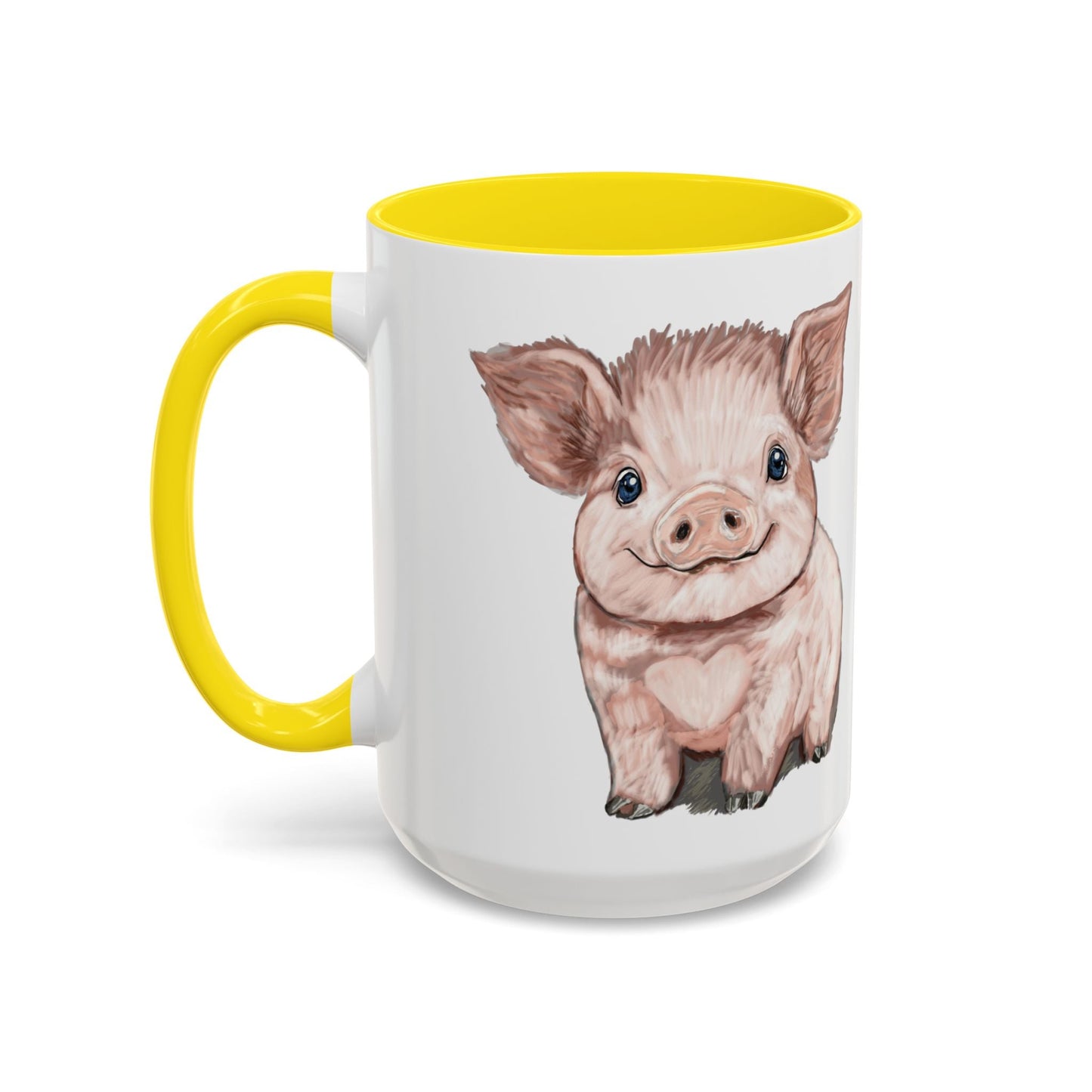 Adorable Piglet Two Tone Ceramic Mug - 11 oz & 15 oz - Blue Cava