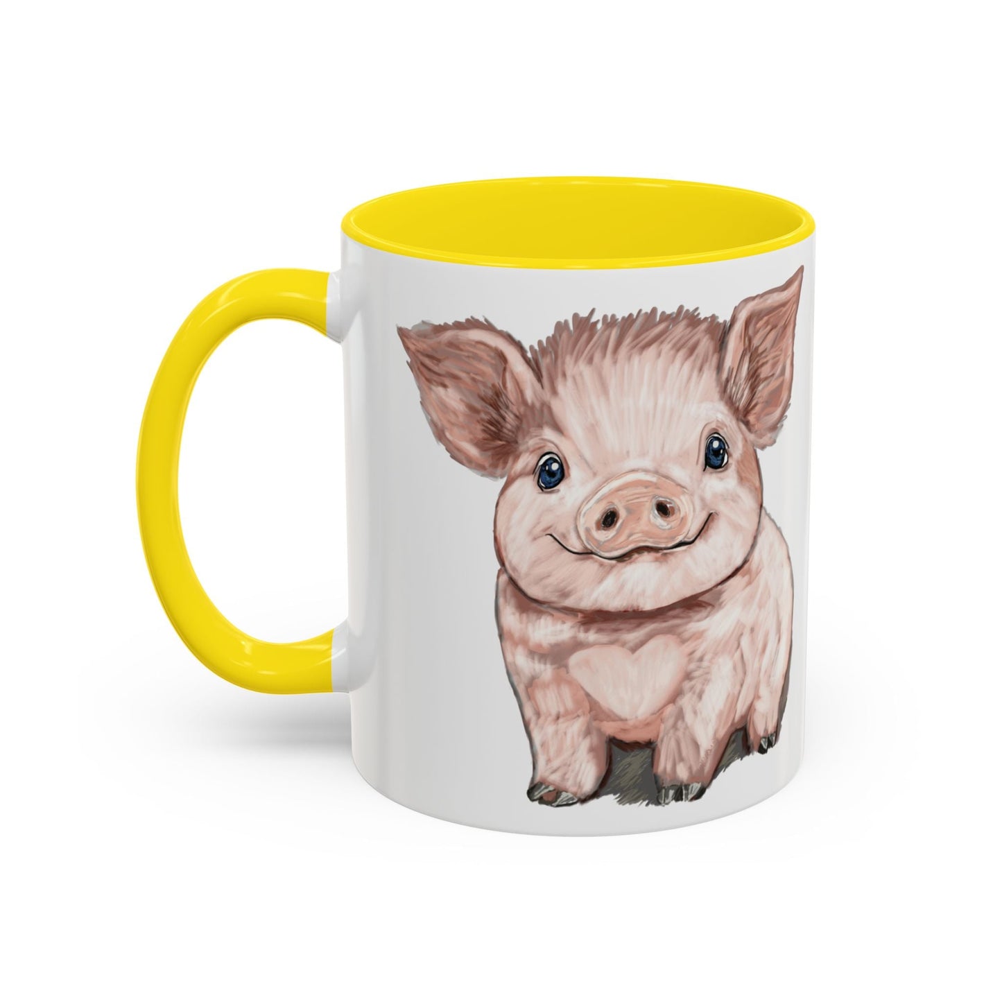 Adorable Piglet Two Tone Ceramic Mug - 11 oz & 15 oz - Blue Cava
