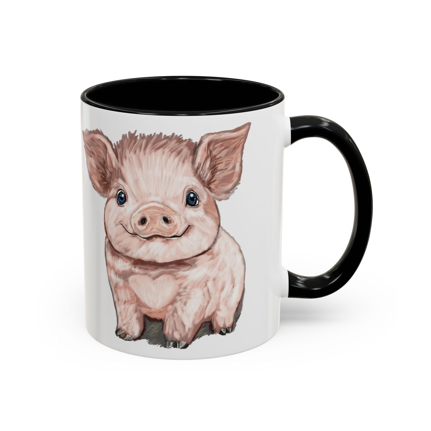 Adorable Piglet Two Tone Ceramic Mug - 11 oz & 15 oz - Blue Cava
