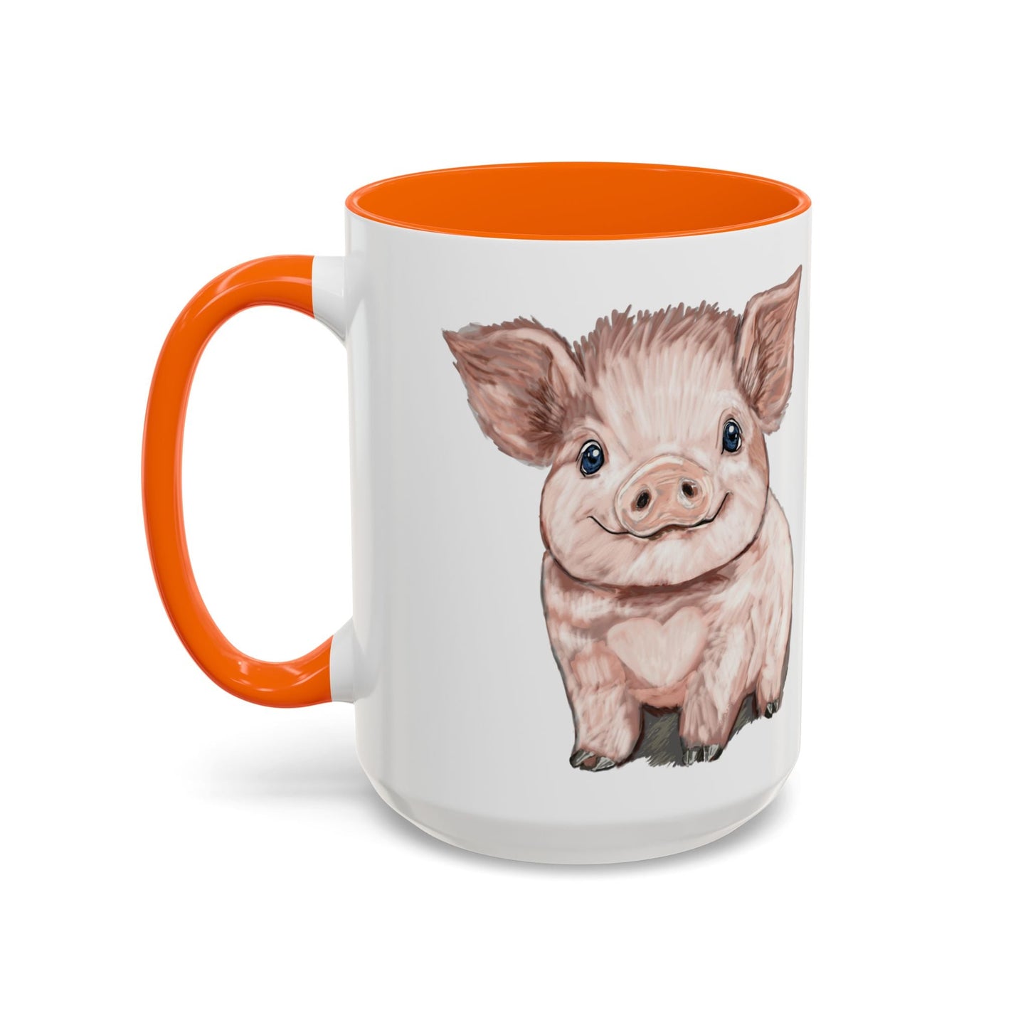 Adorable Piglet Two Tone Ceramic Mug - 11 oz & 15 oz - Blue Cava