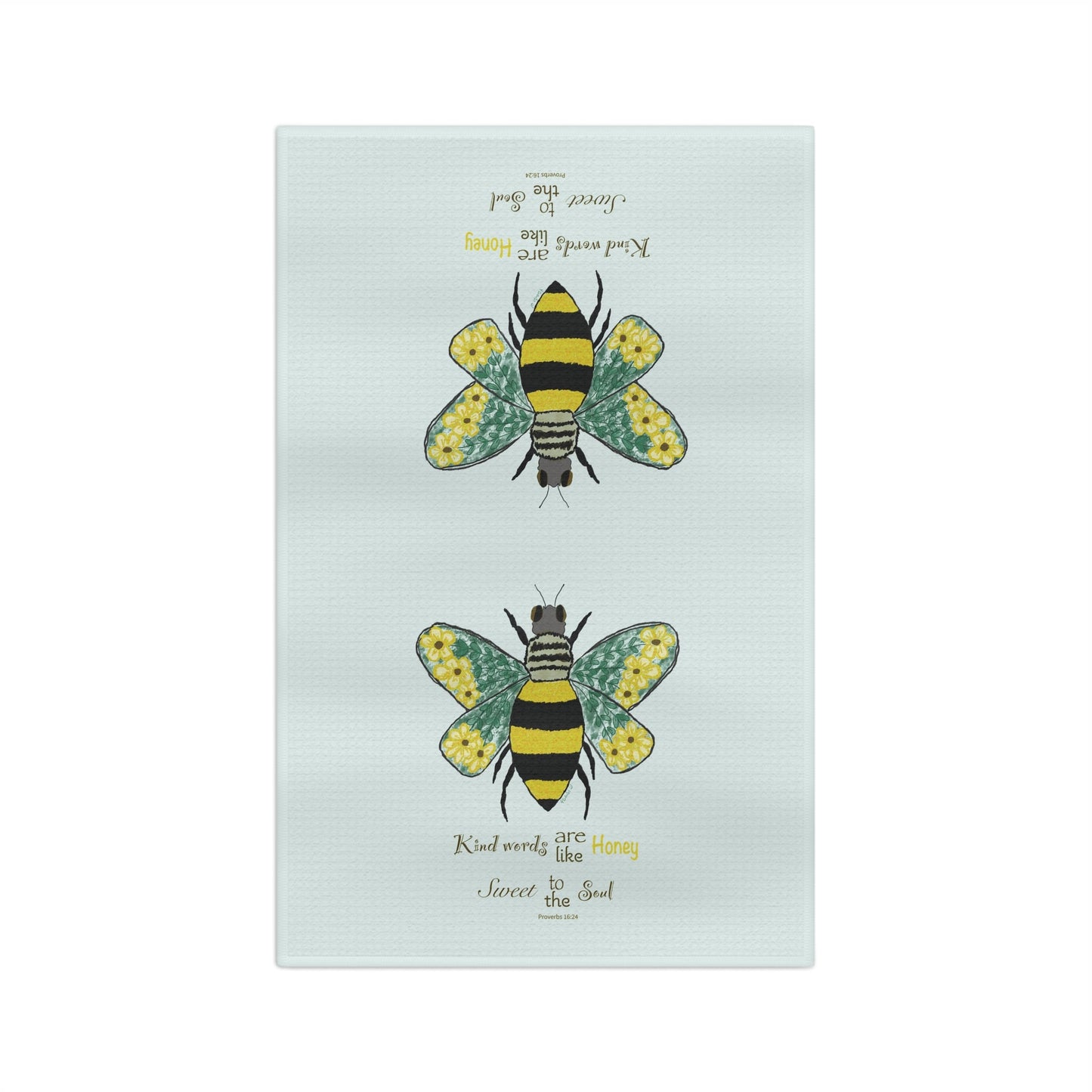 Bee Flower Microfiber Waffle Towel - Blue Cava