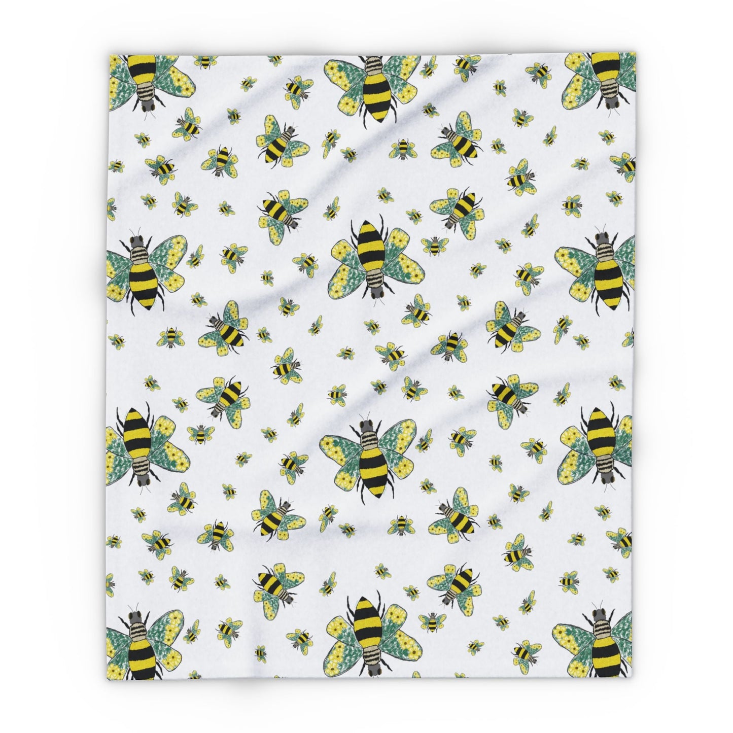 Bee - Themed Arctic Fleece Blankets - Blue Cava