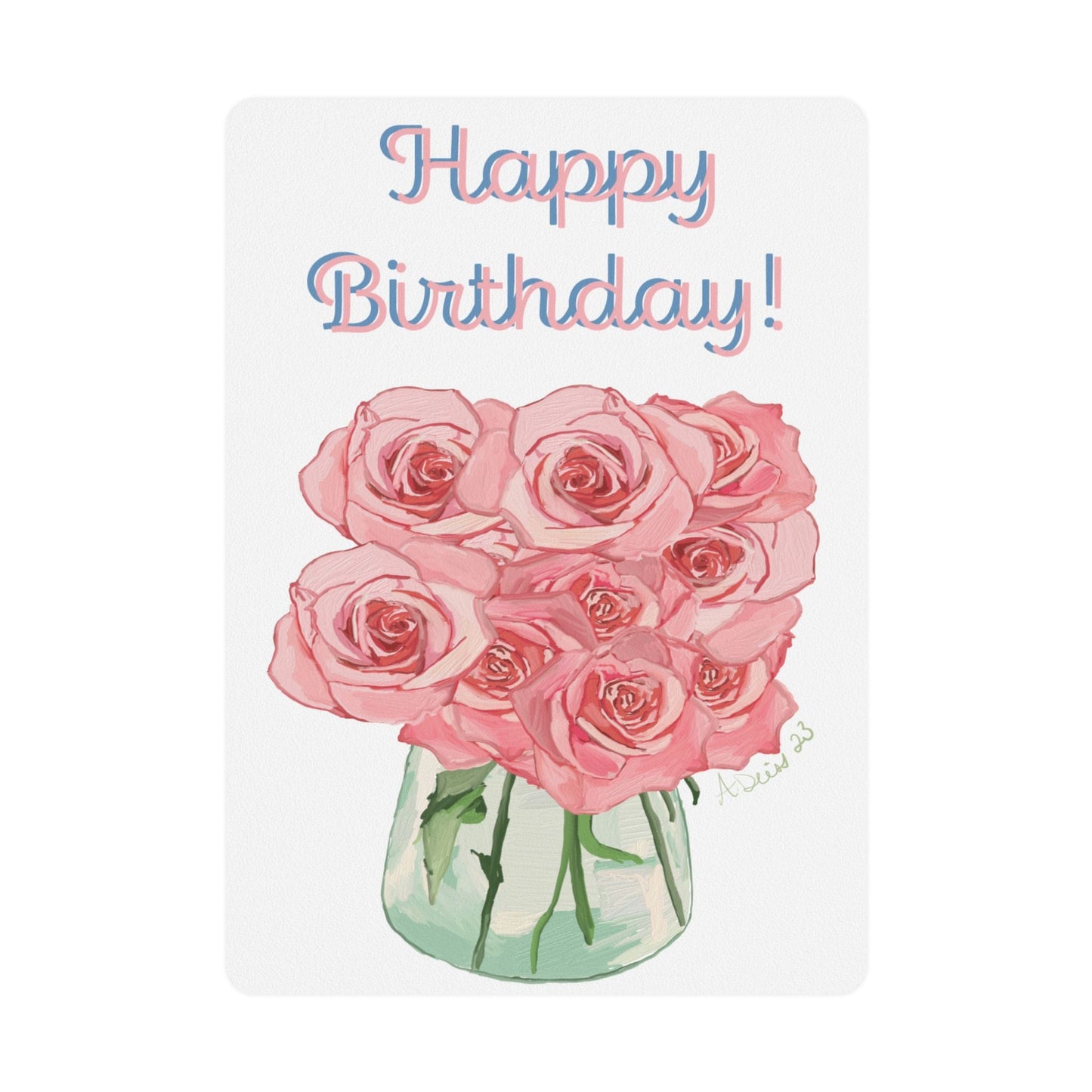 Birthday Roses Bouquet Postcards (1, 15, 30, and 45 pcs) - Blue Cava