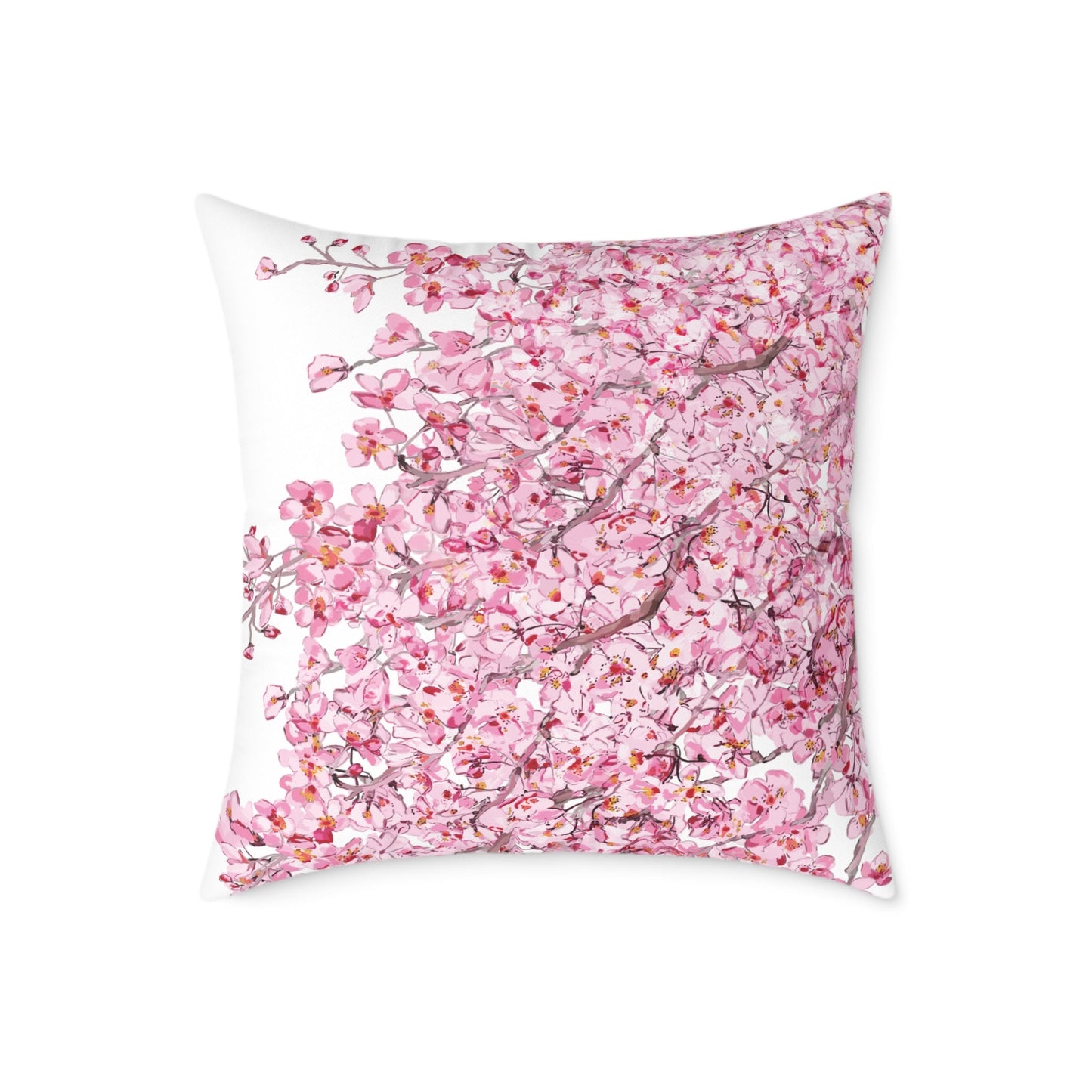 Blossom Floral Square Poly Canvas Pillow - Soft and Elegant Home Decor - Blue Cava