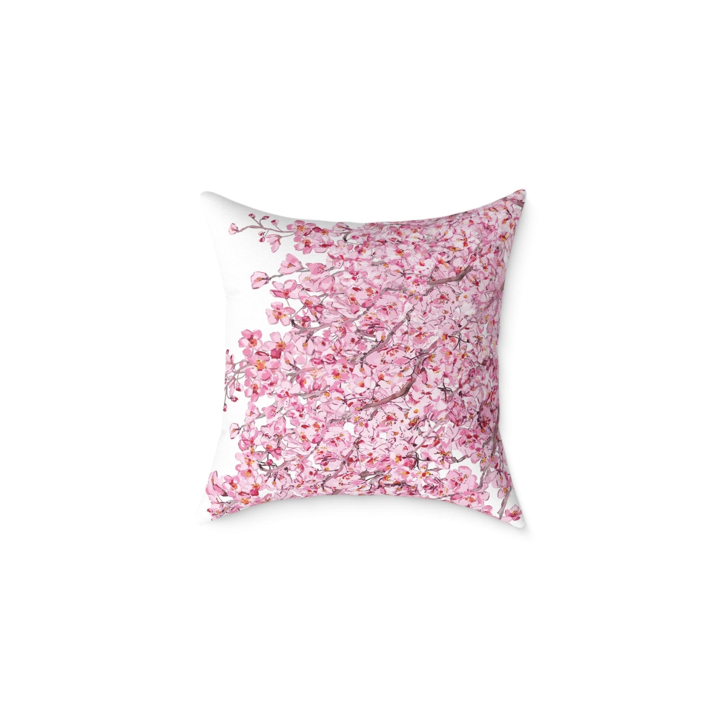 Blossom Floral Square Poly Canvas Pillow - Soft and Elegant Home Decor - Blue Cava