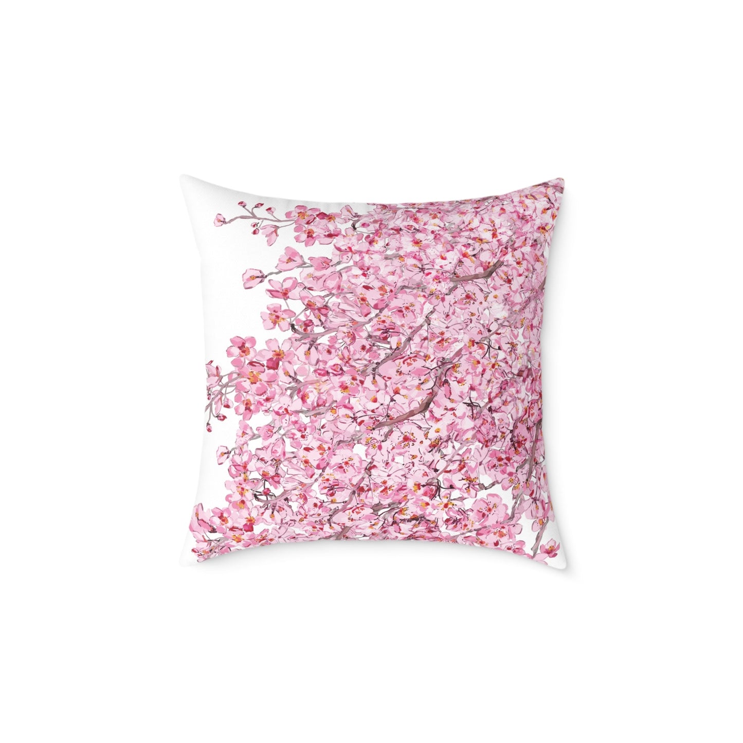 Blossom Floral Square Poly Canvas Pillow - Soft and Elegant Home Decor - Blue Cava