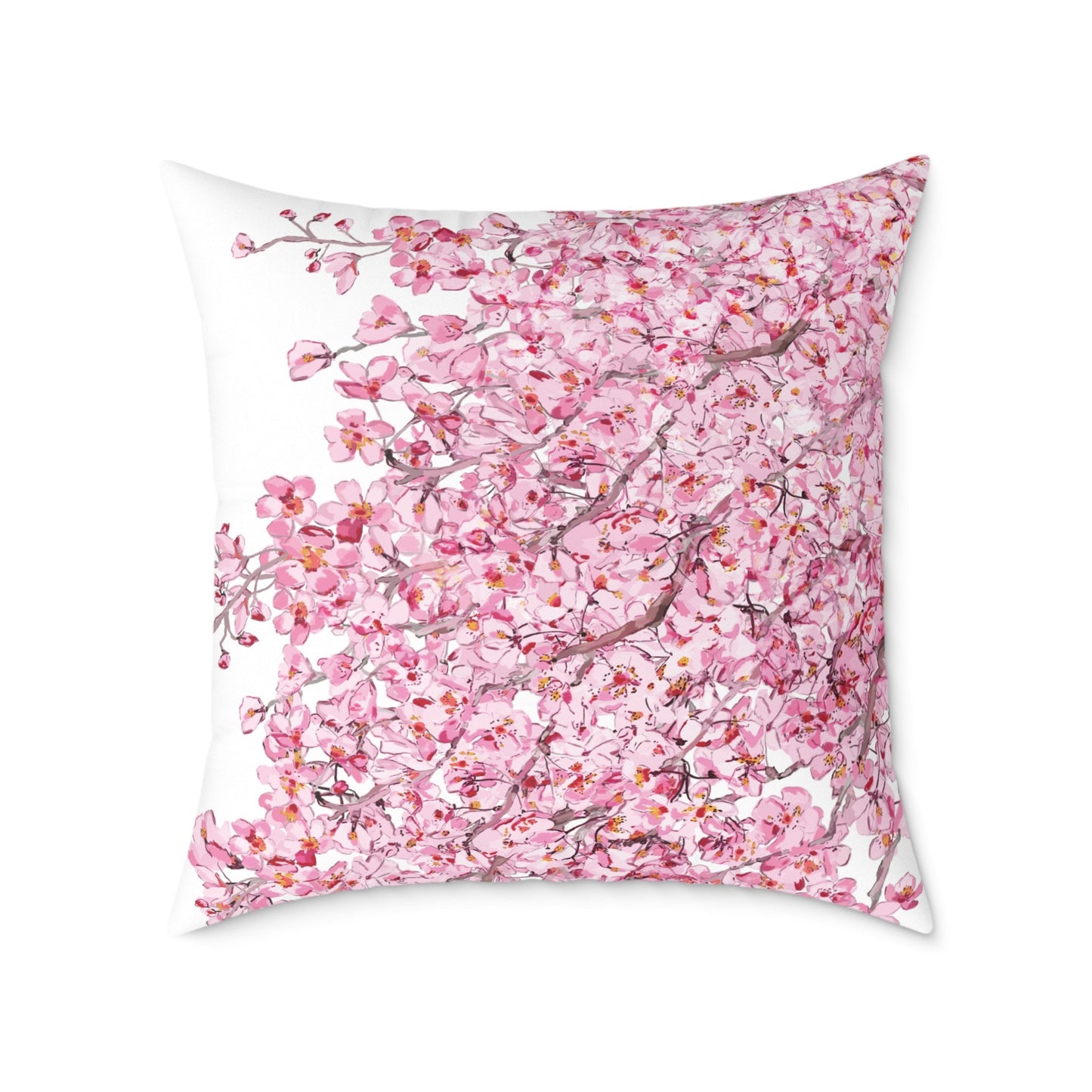 Blossom Floral Square Poly Canvas Pillow - Soft and Elegant Home Decor - Blue Cava
