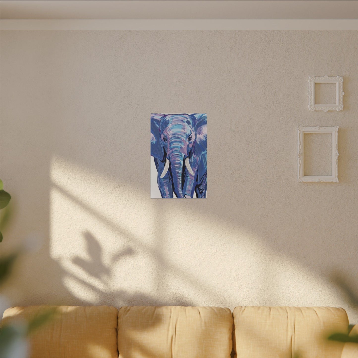 Blue and Pink Elephant Canvas Art - Colorful Elephant Wall Décor - Blue Cava