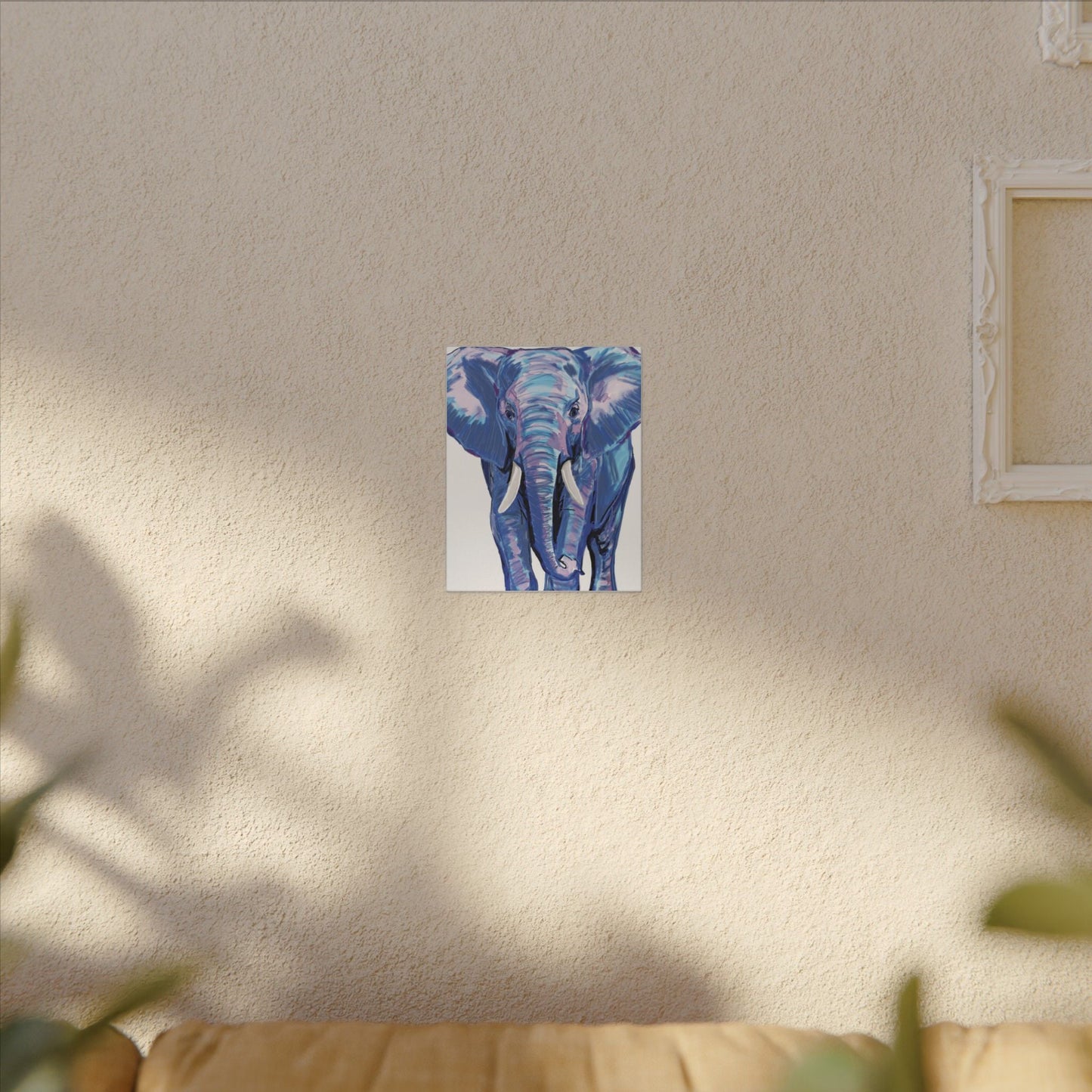 Blue and Pink Elephant Canvas Art - Colorful Elephant Wall Décor - Blue Cava