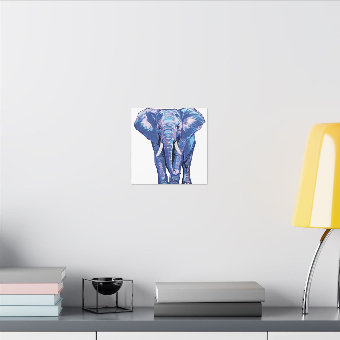 Blue and Pink Elephant Canvas Art - Colorful Elephant Wall Décor - Blue Cava