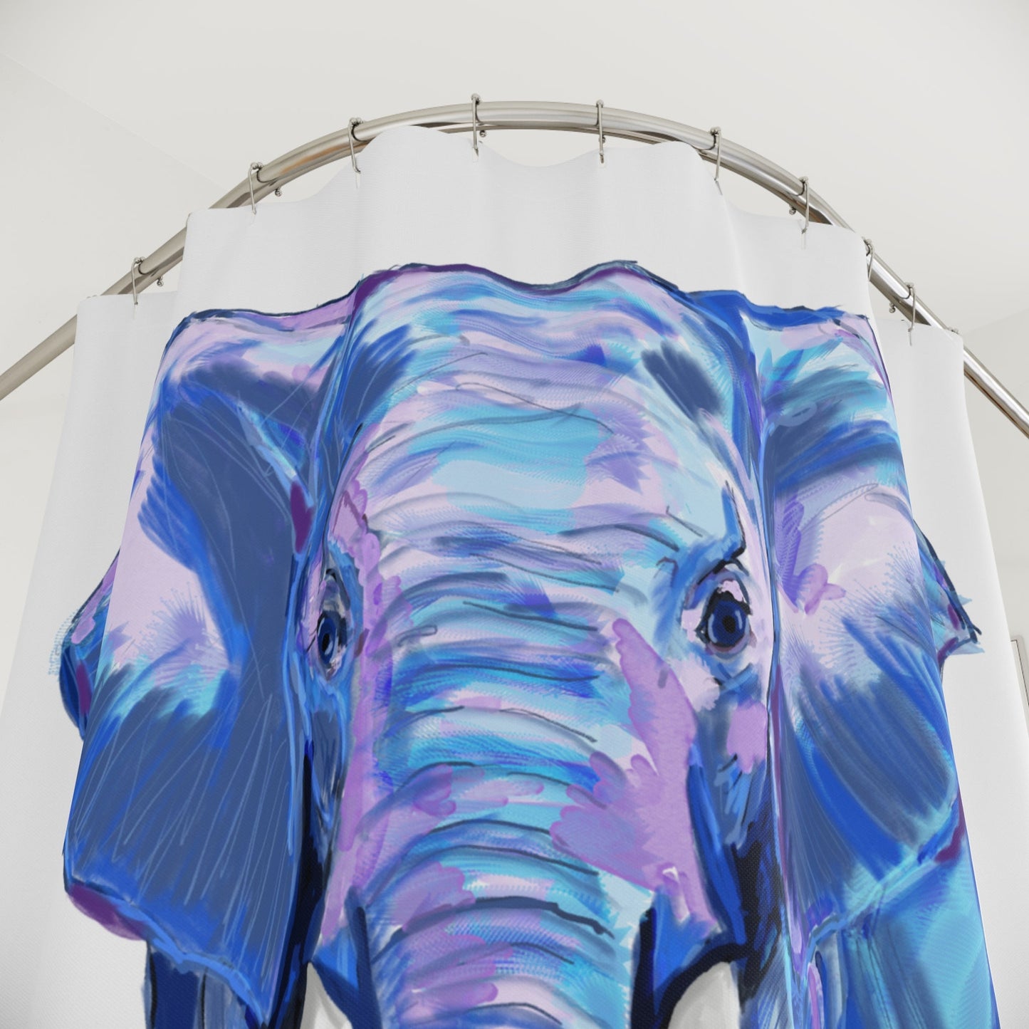Blue And Pink Elephant Shower Curtain - Blue Cava
