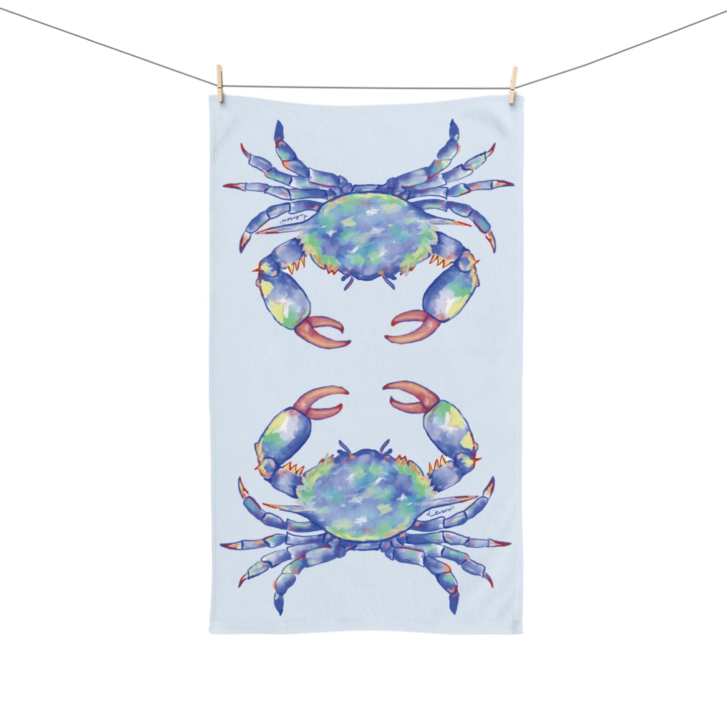Blue Crab Hand Poly / Cotton Towel - Blue Cava