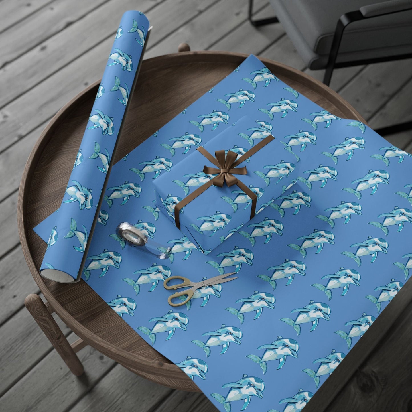 Blue Dolphin Wrapping Paper - Eco - Friendly - Blue Cava