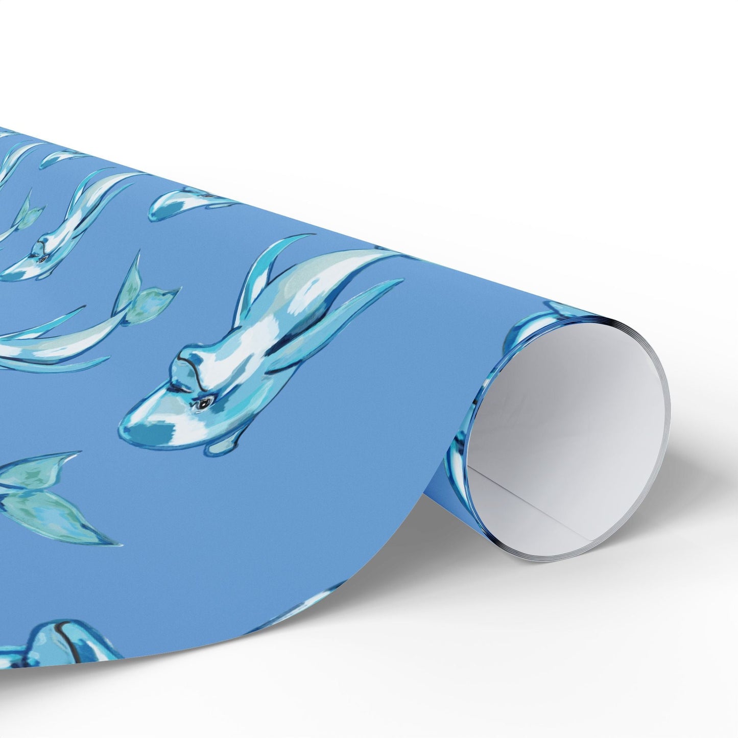 Blue Dolphin Wrapping Paper - Eco - Friendly - Blue Cava
