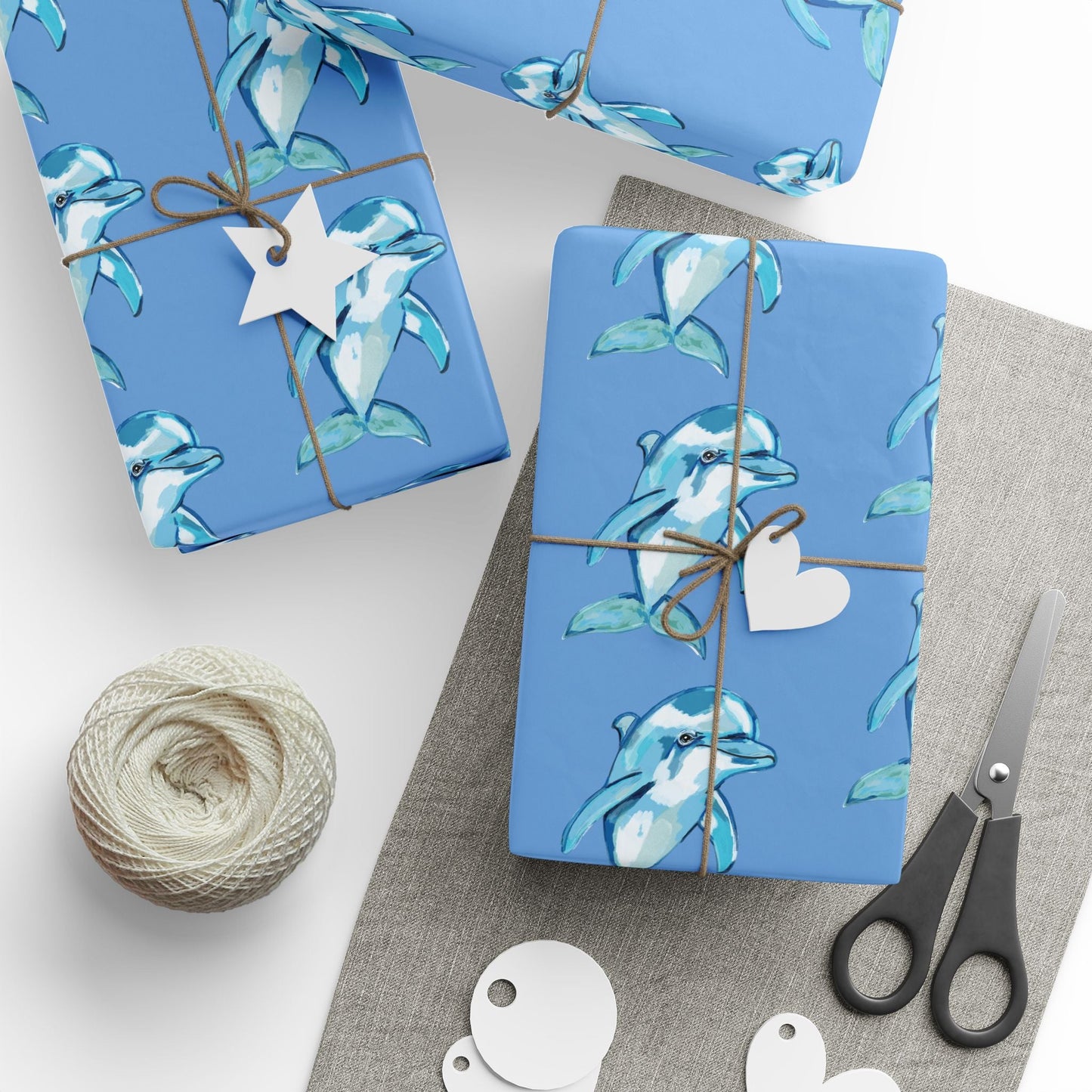 Blue Dolphin Wrapping Paper - Eco - Friendly - Blue Cava
