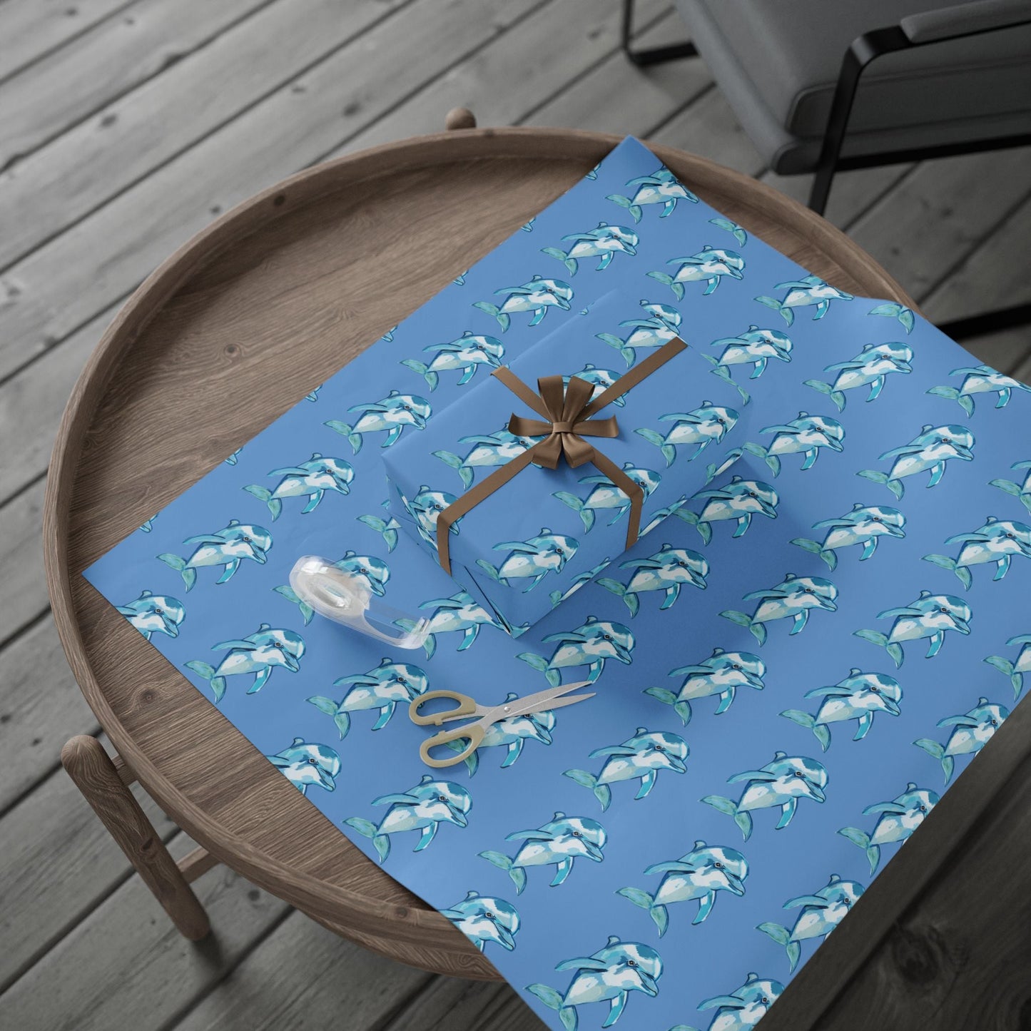 Blue Dolphin Wrapping Paper - Eco - Friendly - Blue Cava