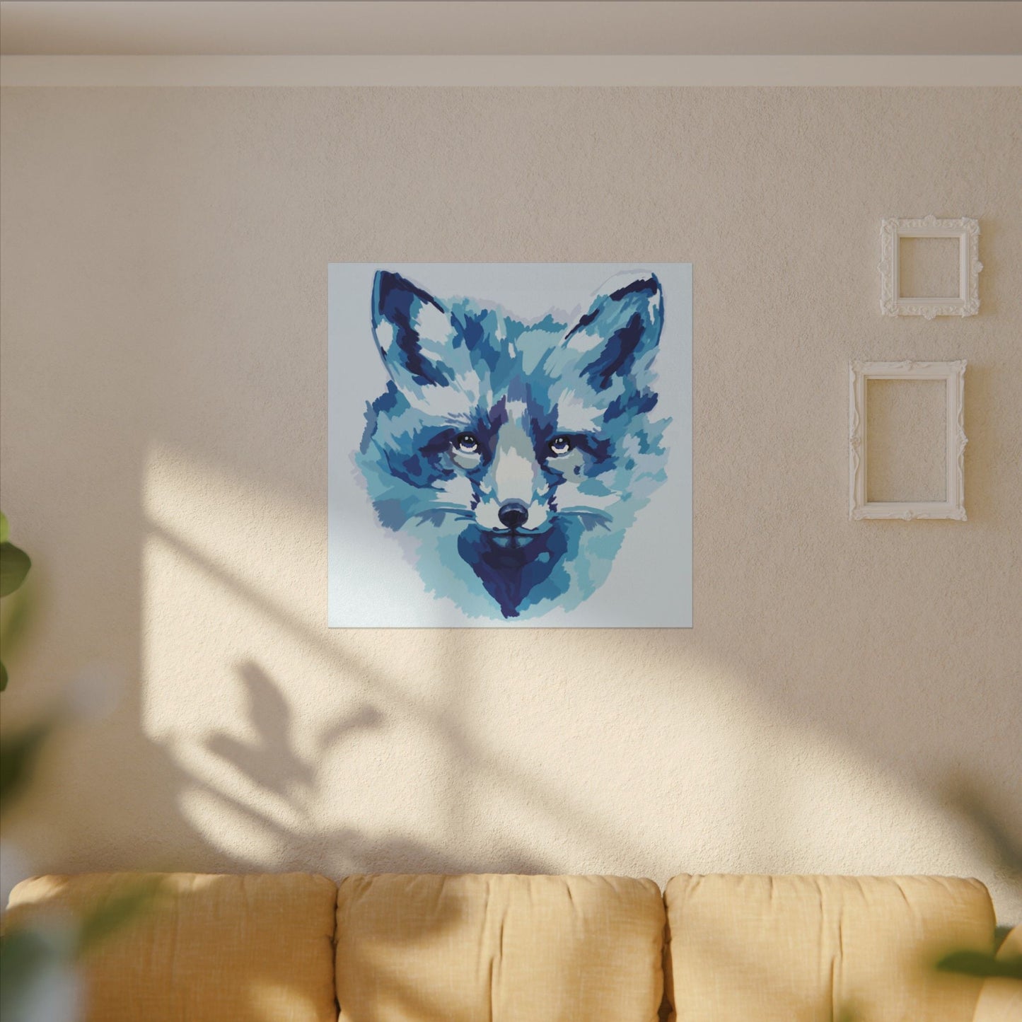 Blue Fox Portrait Canvas Wall Art - Blue Cava