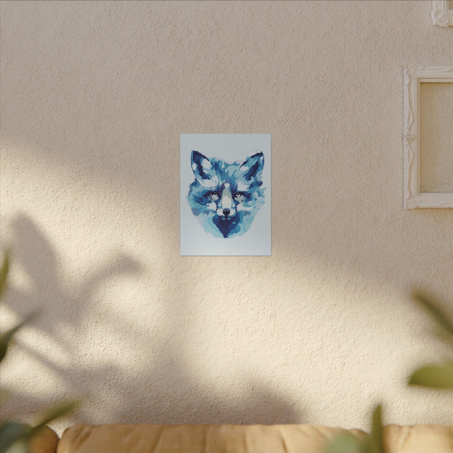 Blue Fox Portrait Canvas Wall Art - Blue Cava