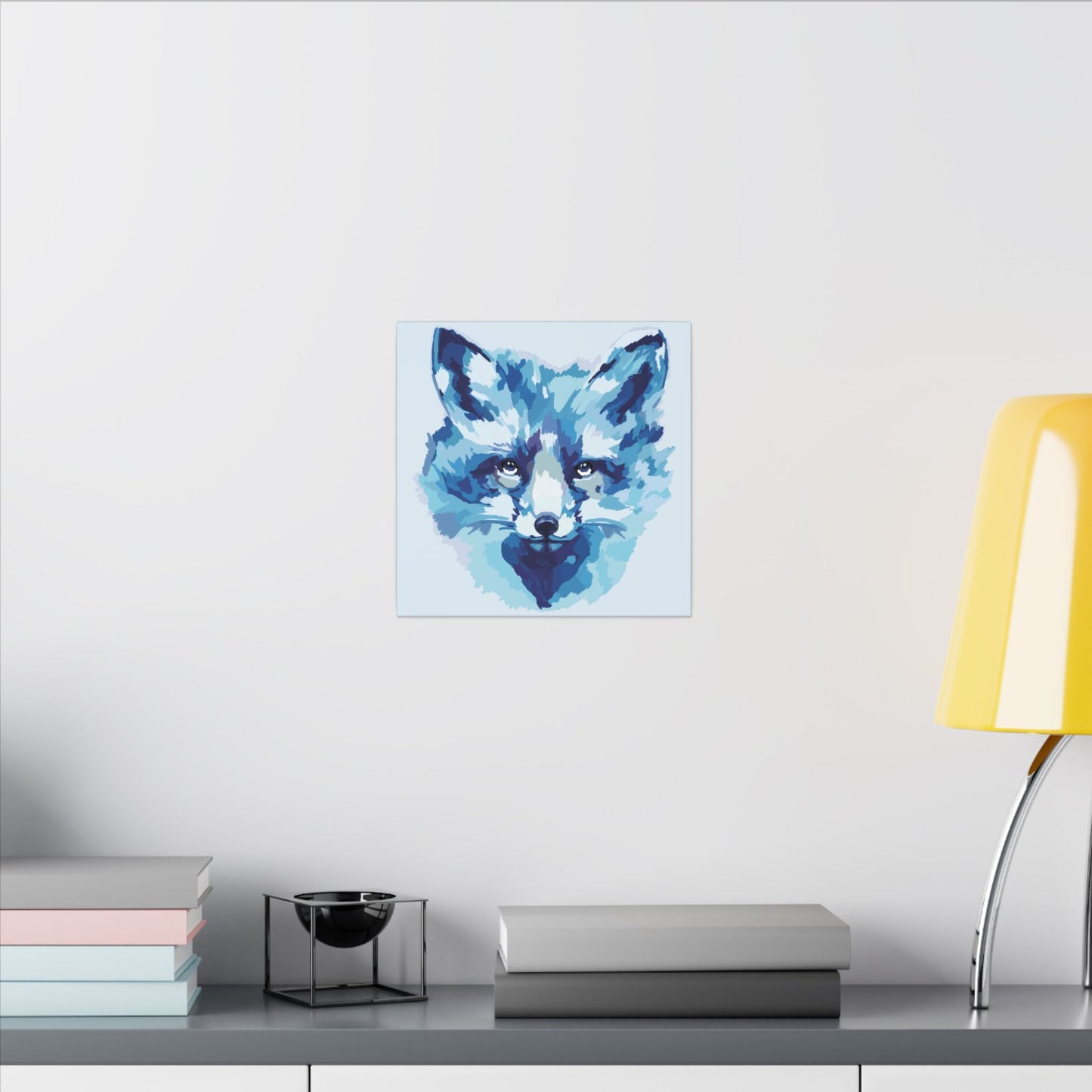 Blue Fox Portrait Canvas Wall Art - Blue Cava
